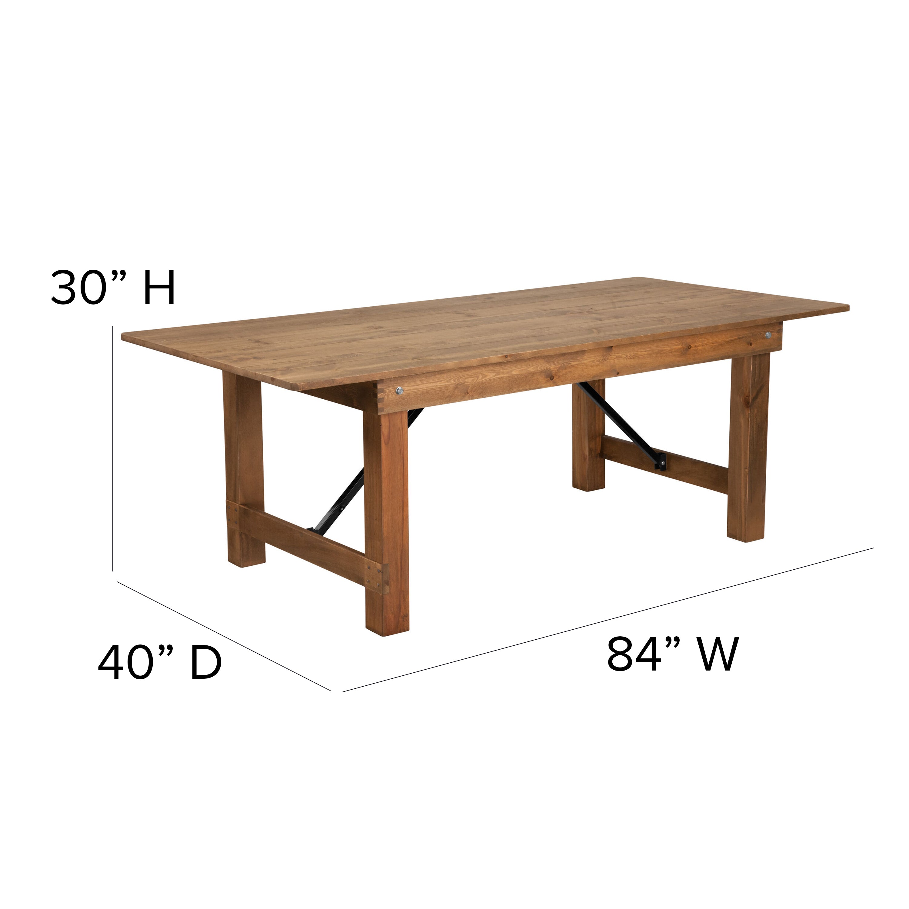 HERCULES Series 7' x 40'' Antique Rustic Folding Farm Table and Four Bench Set