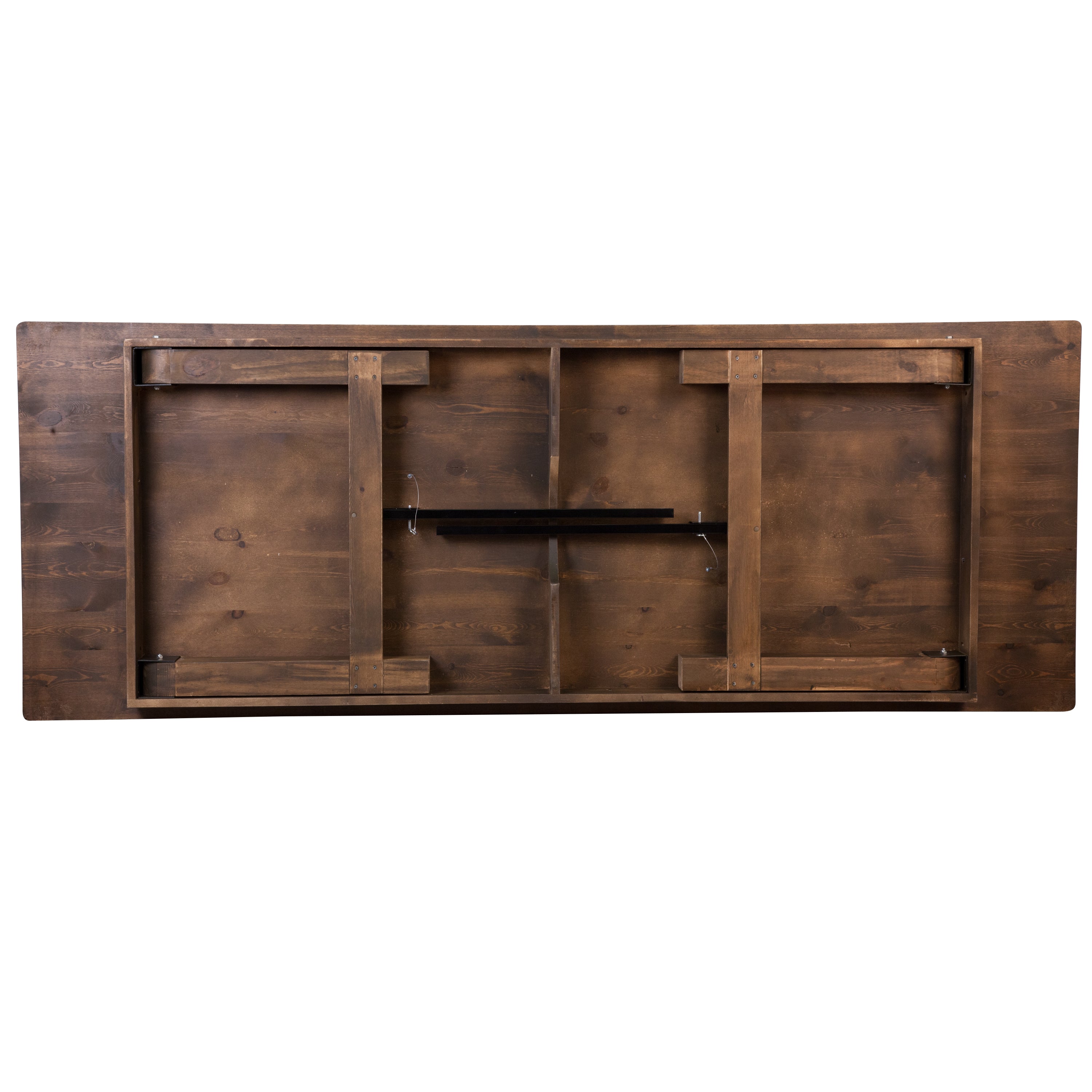 HERCULES Series 9' x 40'' Antique Rustic Folding Farm Table Set with 10 Cross Back Chairs and Cushions