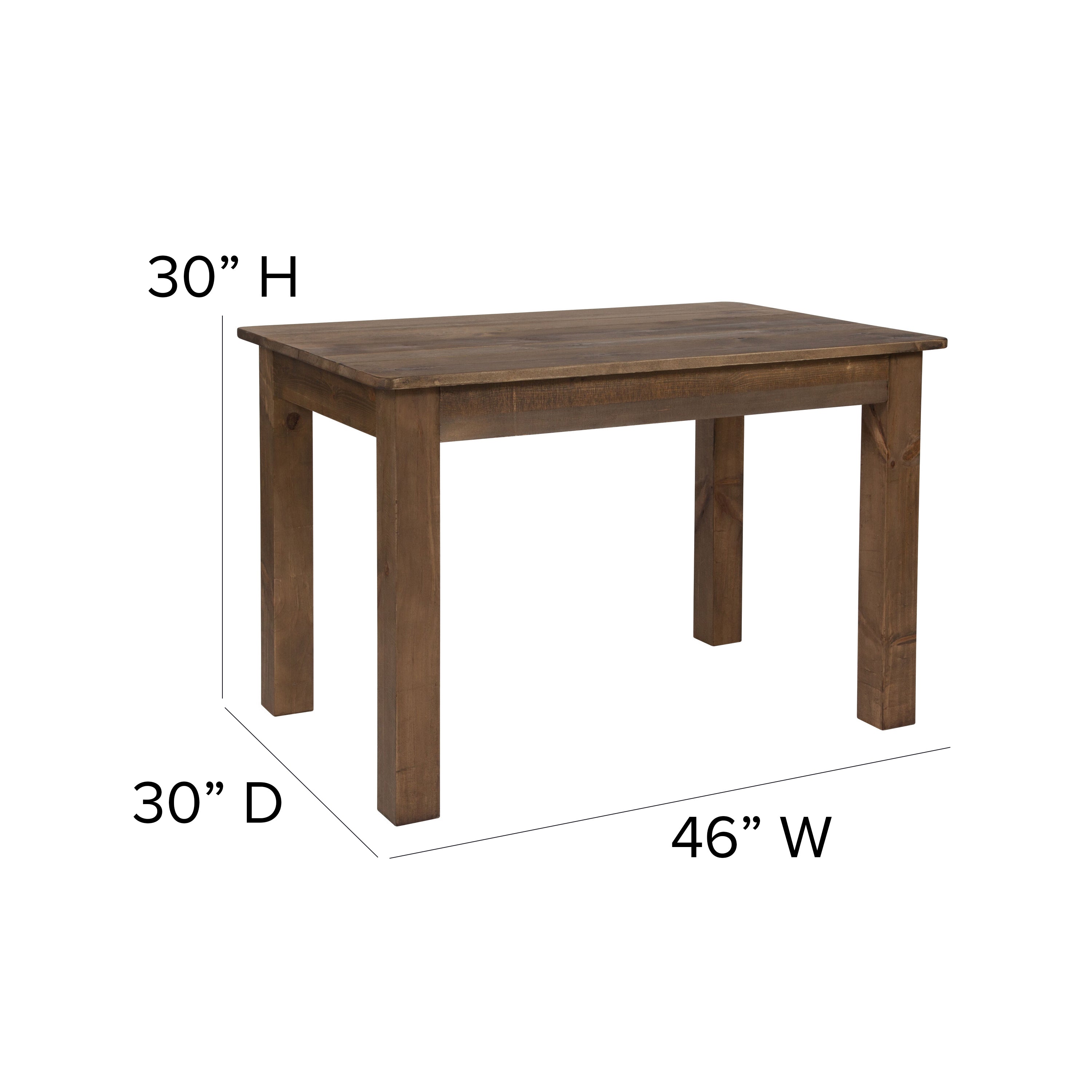 HERCULES 46" x 30" Antique Rustic Farm Table Set with 4 Cross Back Chairs and Cushions