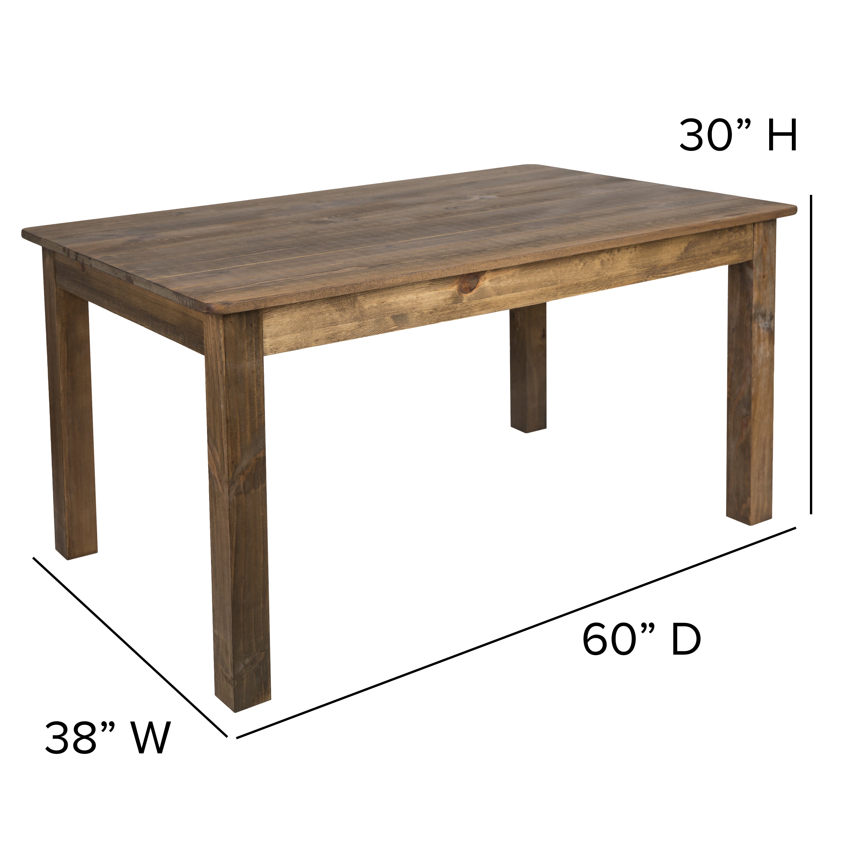 HERCULES 60" x 38" Antique Rustic Farm Table Set with 4 Cross Back Chairs and Cushions