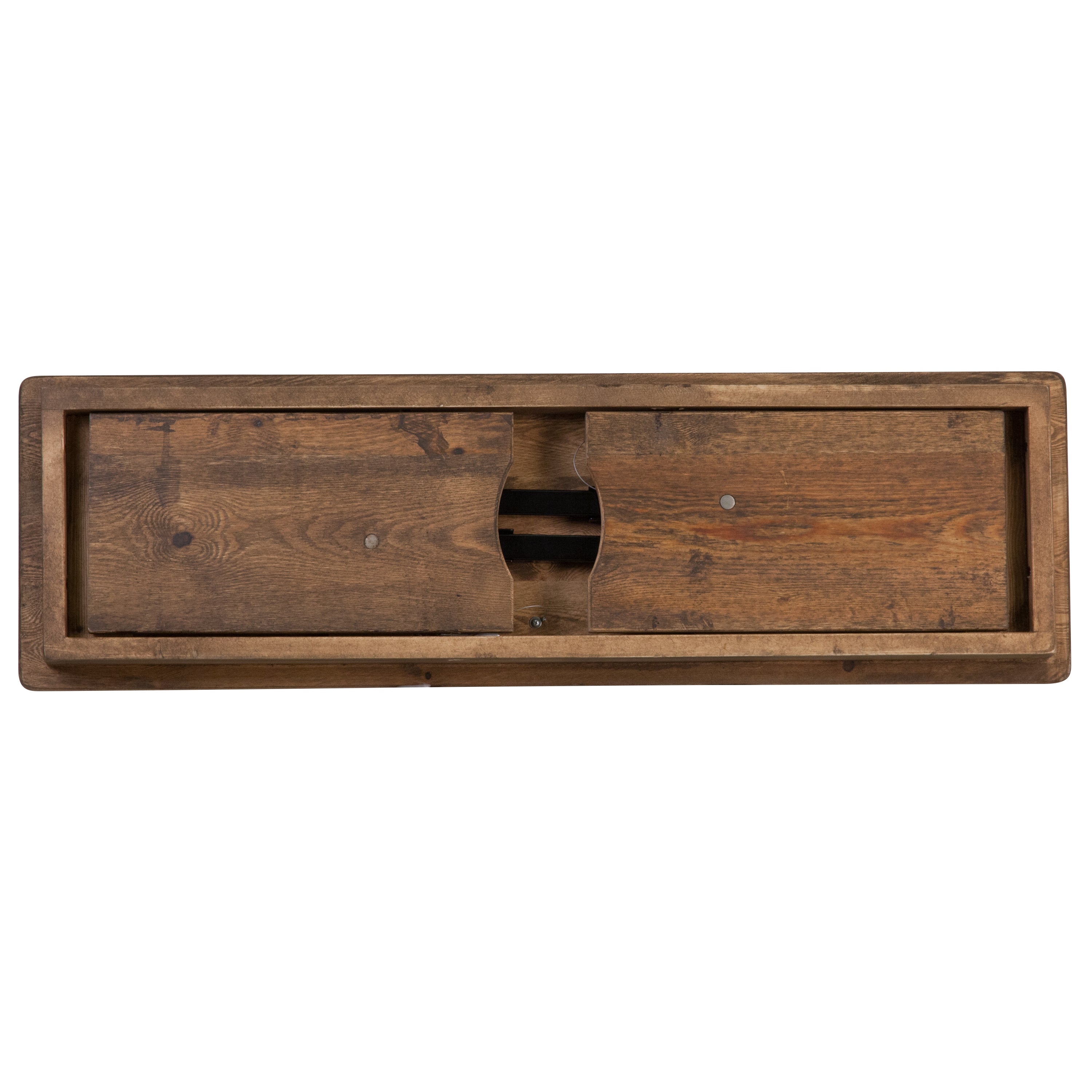 HERCULES Series 8' x 40'' Antique Rustic Folding Farm Table and Six Bench Set