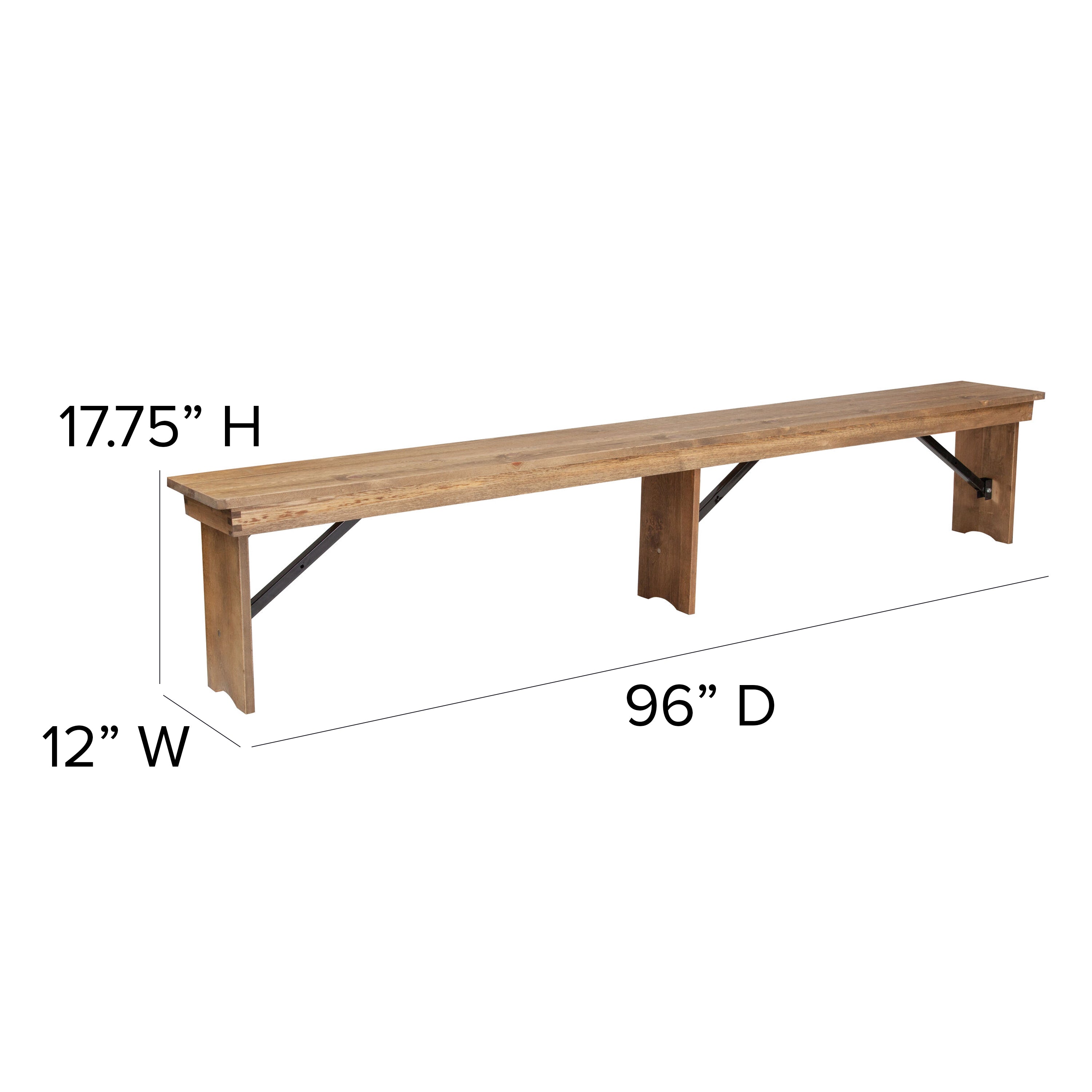 HERCULES Series 9' x 40'' Antique Rustic Folding Farm Table and Two Bench Set