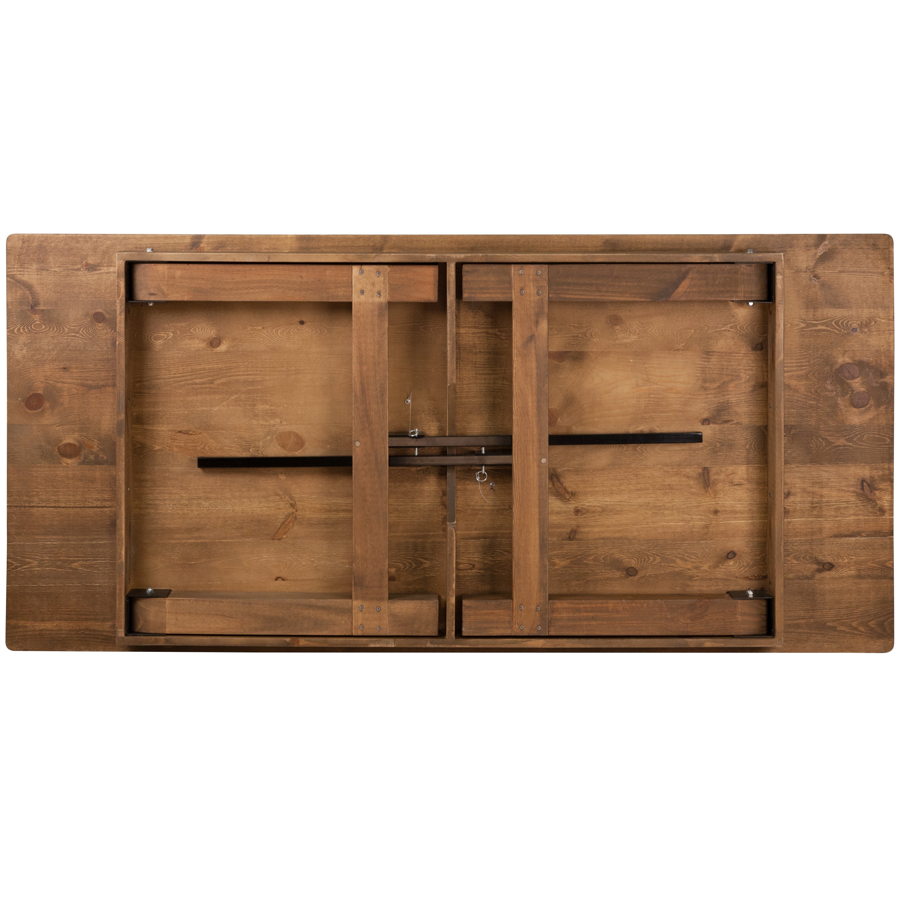 HERCULES Series 7' x 40'' Antique Rustic Folding Farm Table Set with 6 Cross Back Chairs and Cushions