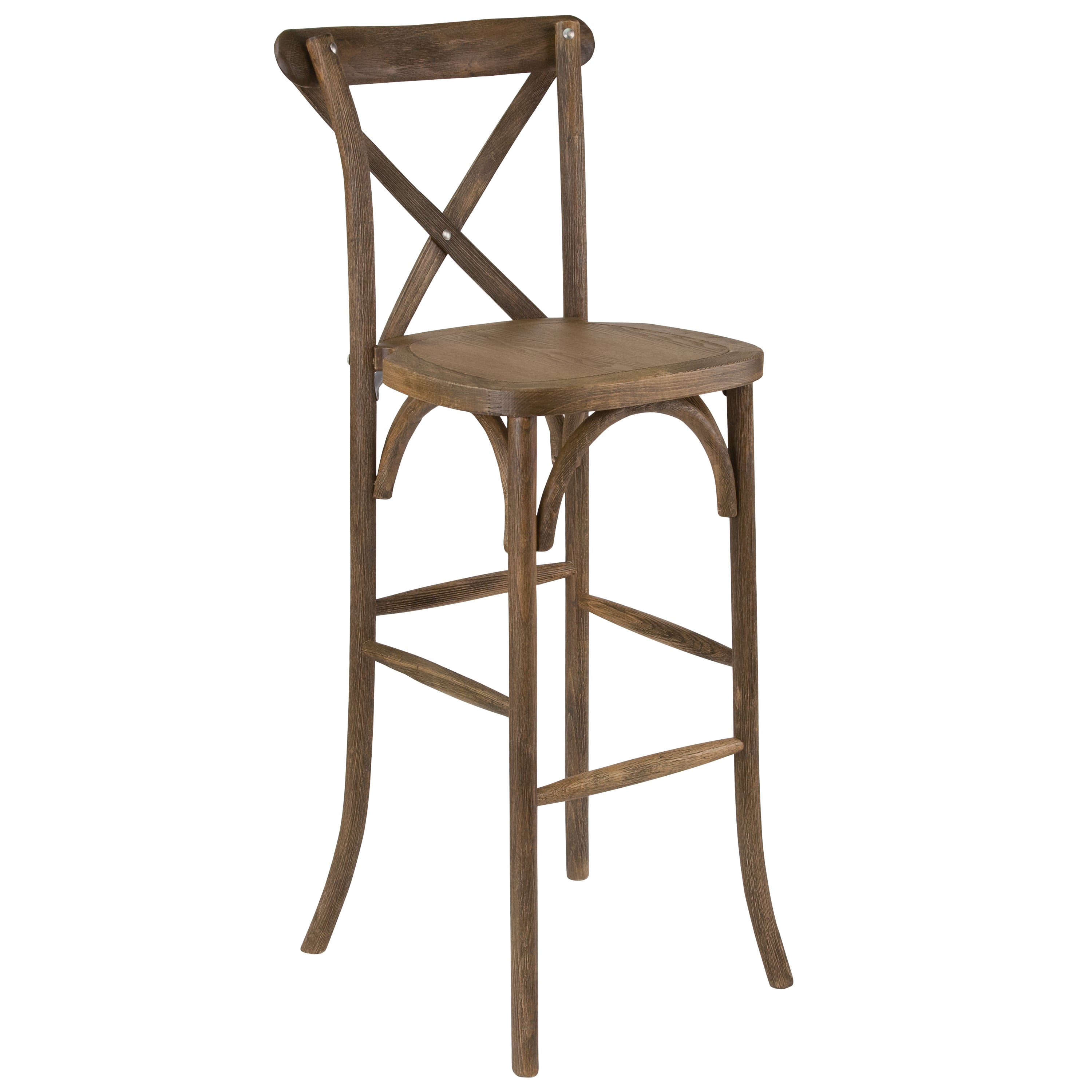 HERCULES Series Dark Antique Wood Cross Back Barstool