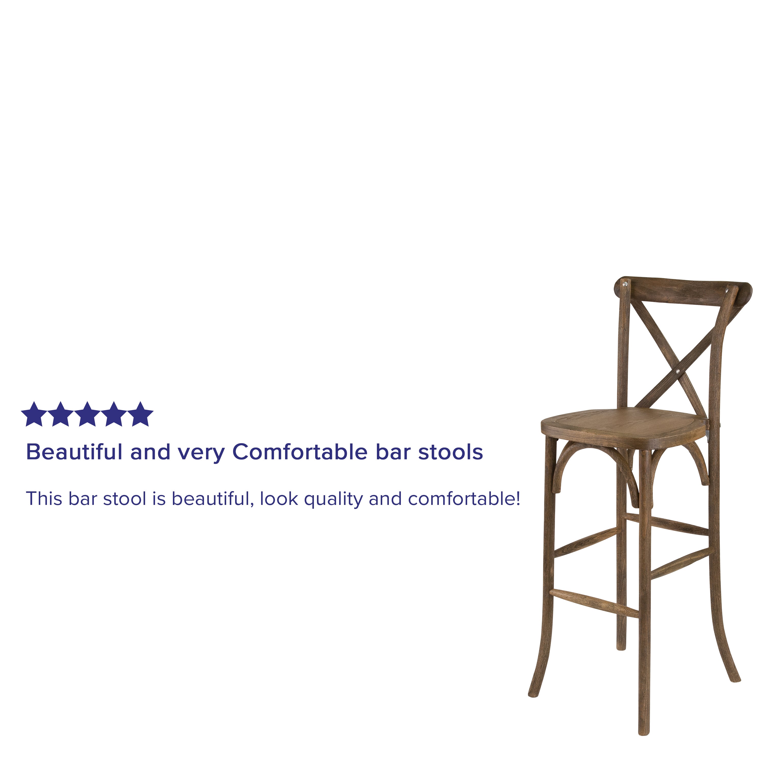 HERCULES Series Dark Antique Wood Cross Back Barstool