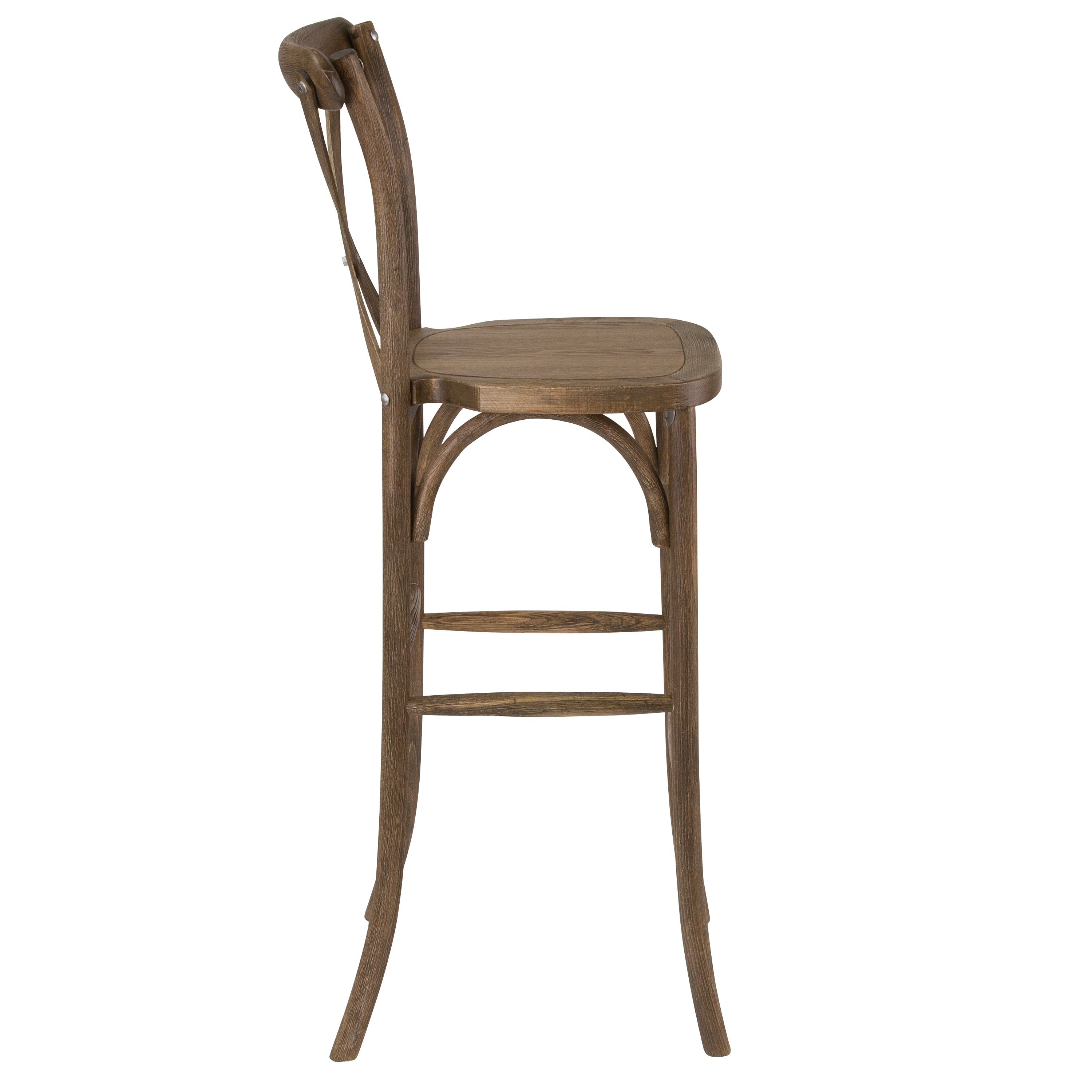 HERCULES Series Dark Antique Wood Cross Back Barstool