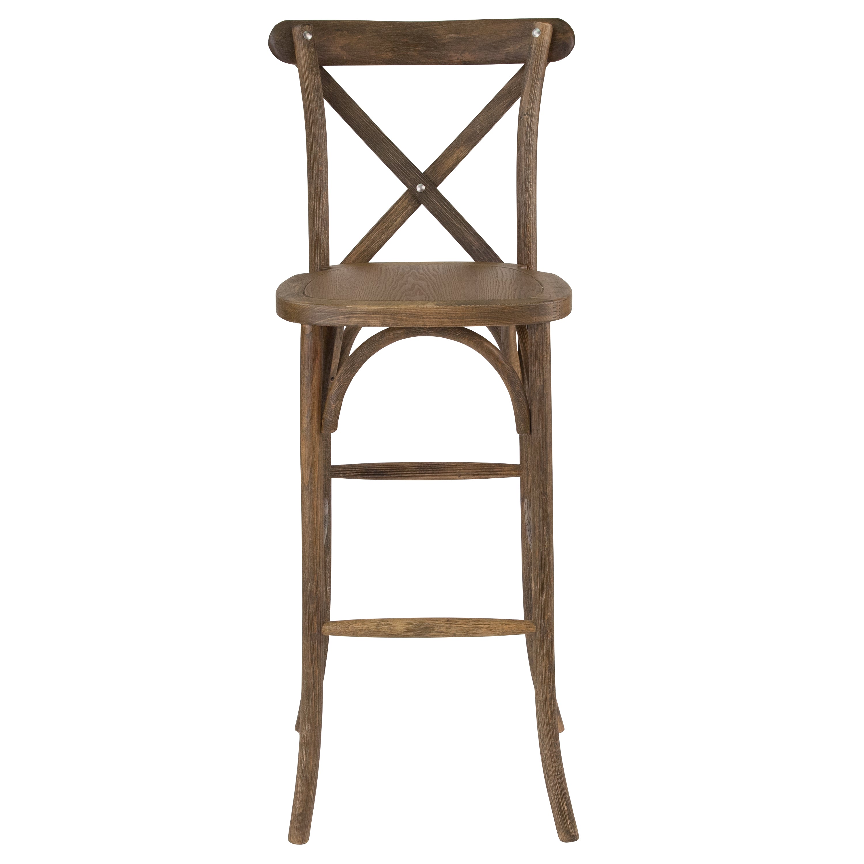 HERCULES Series Dark Antique Wood Cross Back Barstool