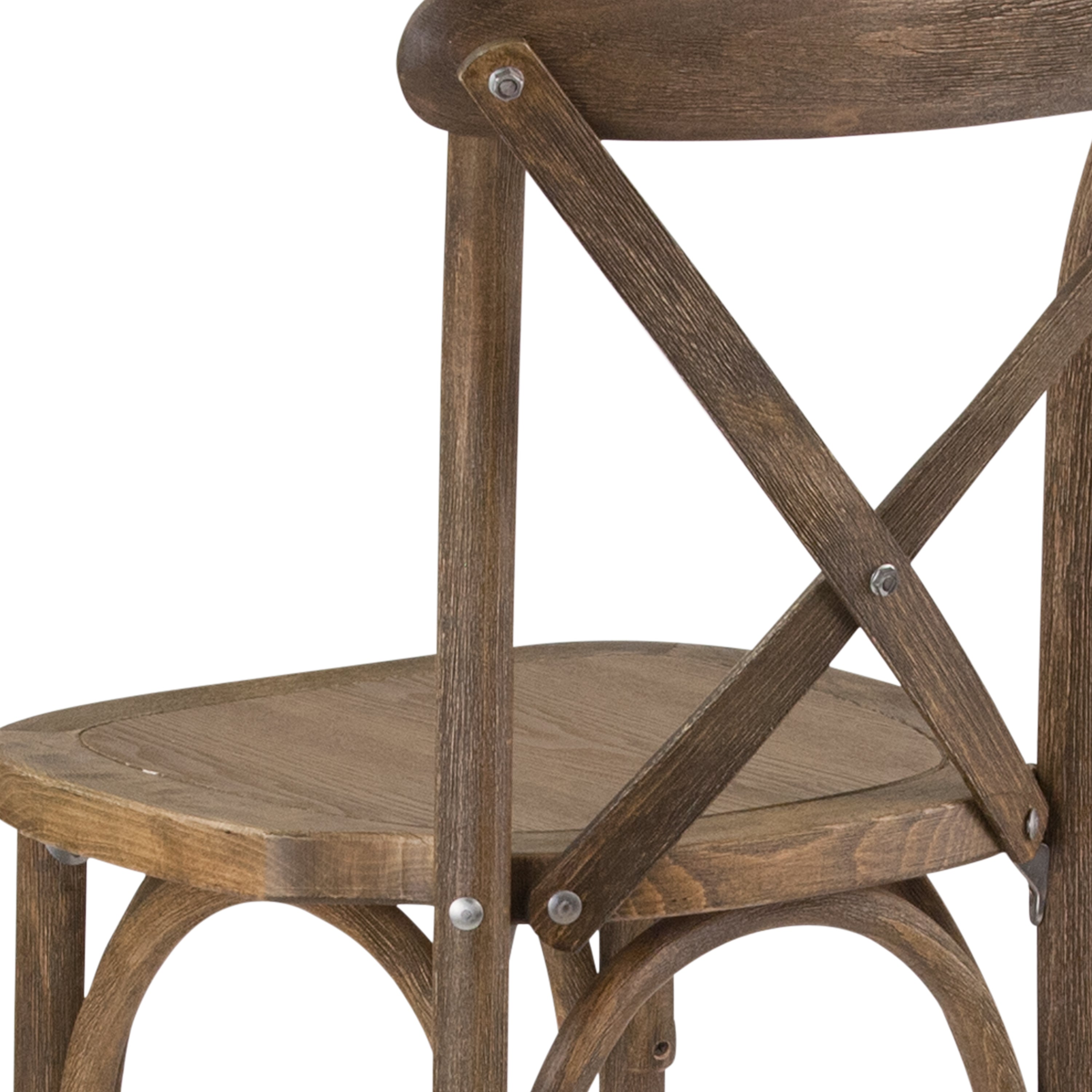 HERCULES Series Dark Antique Wood Cross Back Barstool