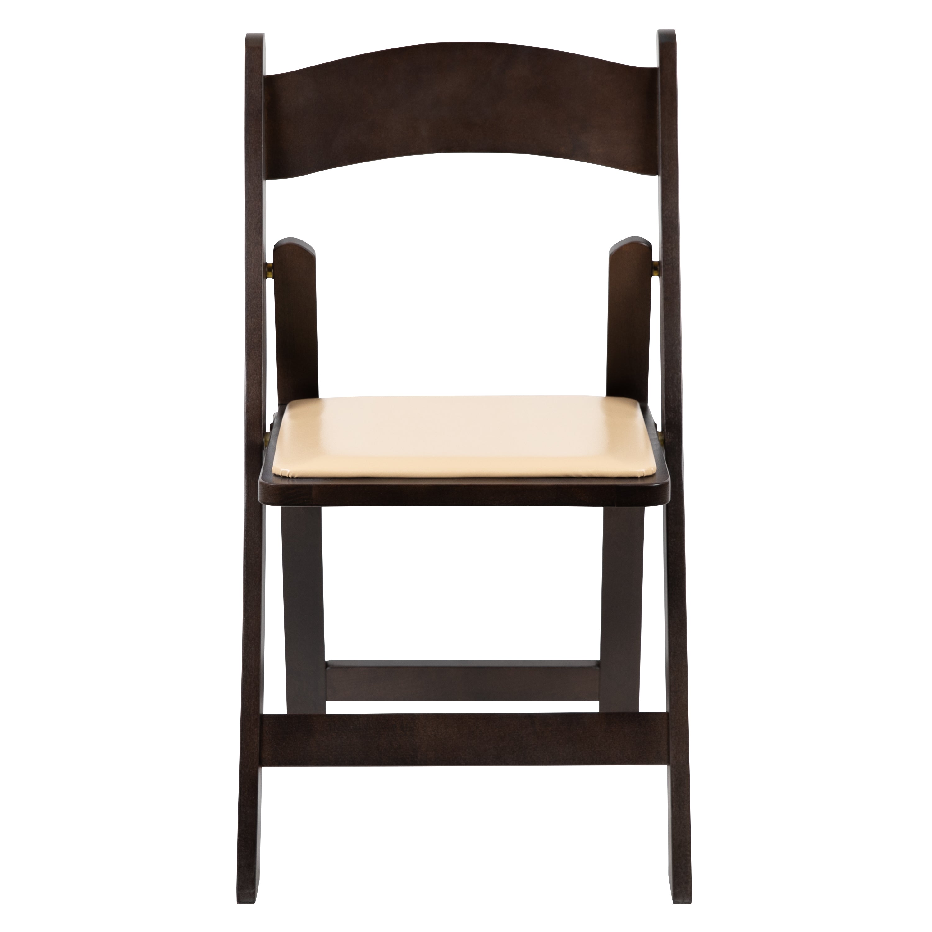 HERCULES Series Chocolate Wood Folding Chair with Vinyl Padded Seat