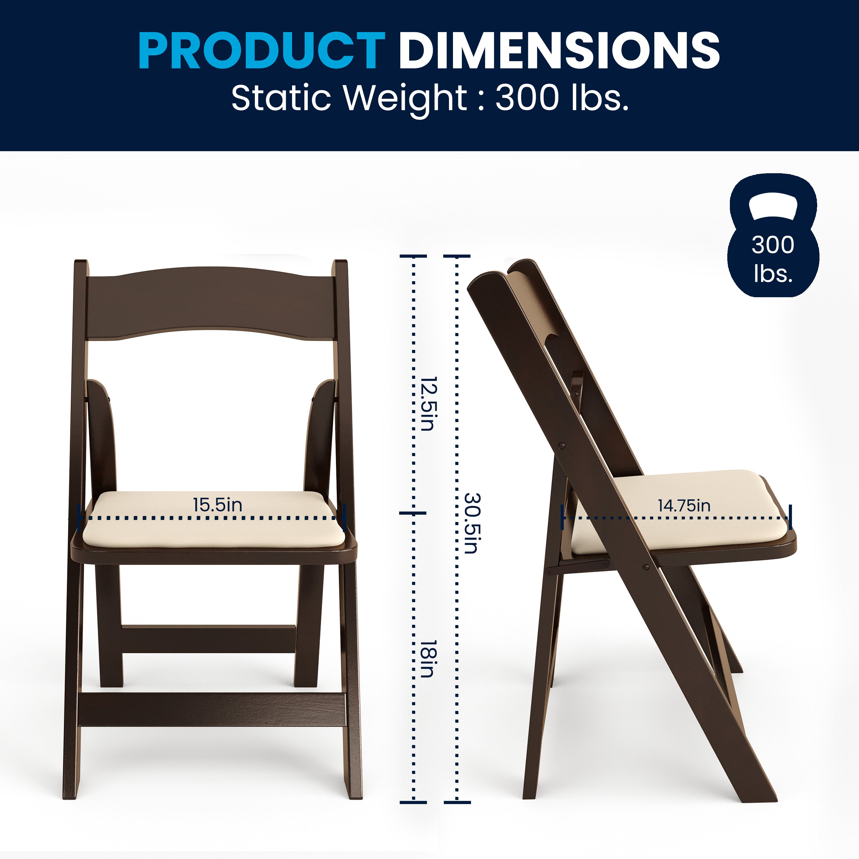 2 Pack HERCULES Series Fruitwood Wood Folding Chair with Vinyl Padded Seat