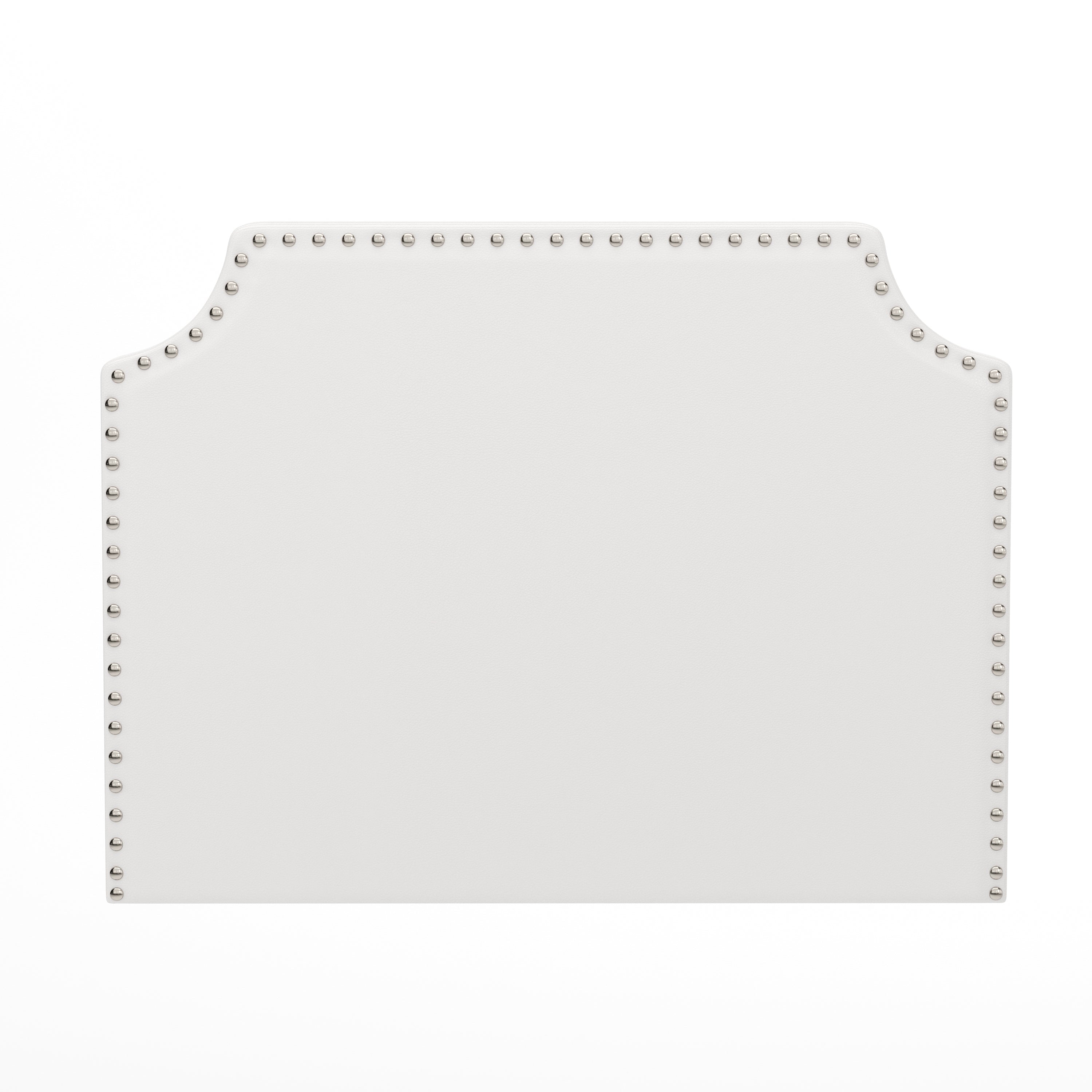 Adeline Contoured Twin Headboard with 2 Power Outlets, 1 USB and 1 USB Type-C Port with Studded LeatherSoft Upholstery and Dual Hanging Options, White