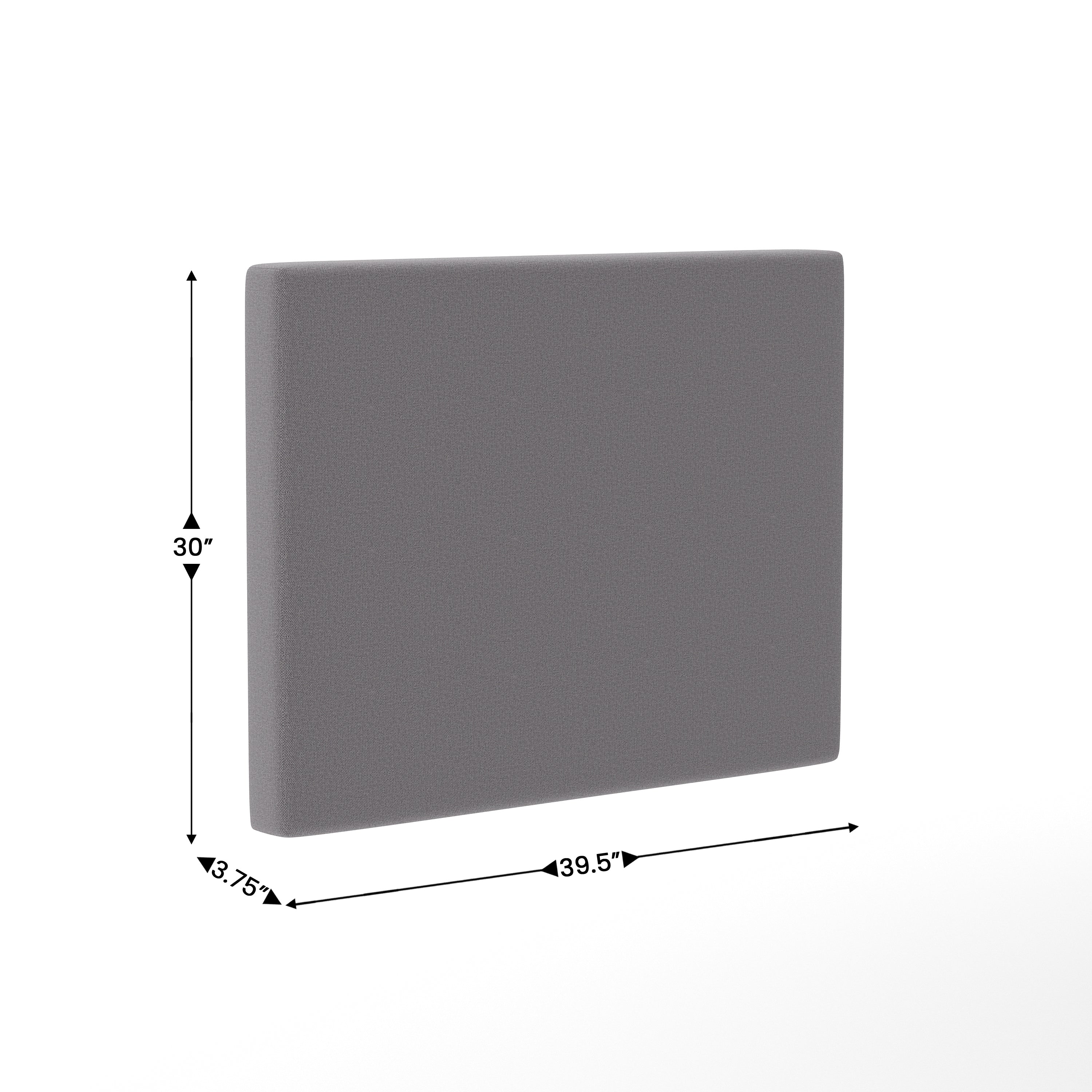 Hugo Twin Headboard with 2 Power Outlets, 1 USB and 1 USB Type-C Port with Faux Linen Upholstery and Dual Hanging Options in Gray