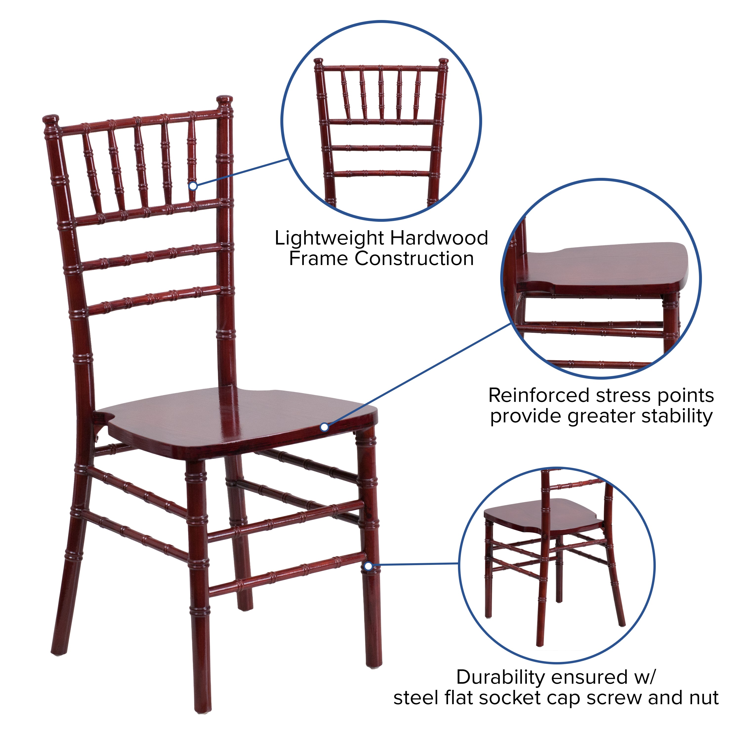 HERCULES Series Mahogany Wood Chiavari Chair