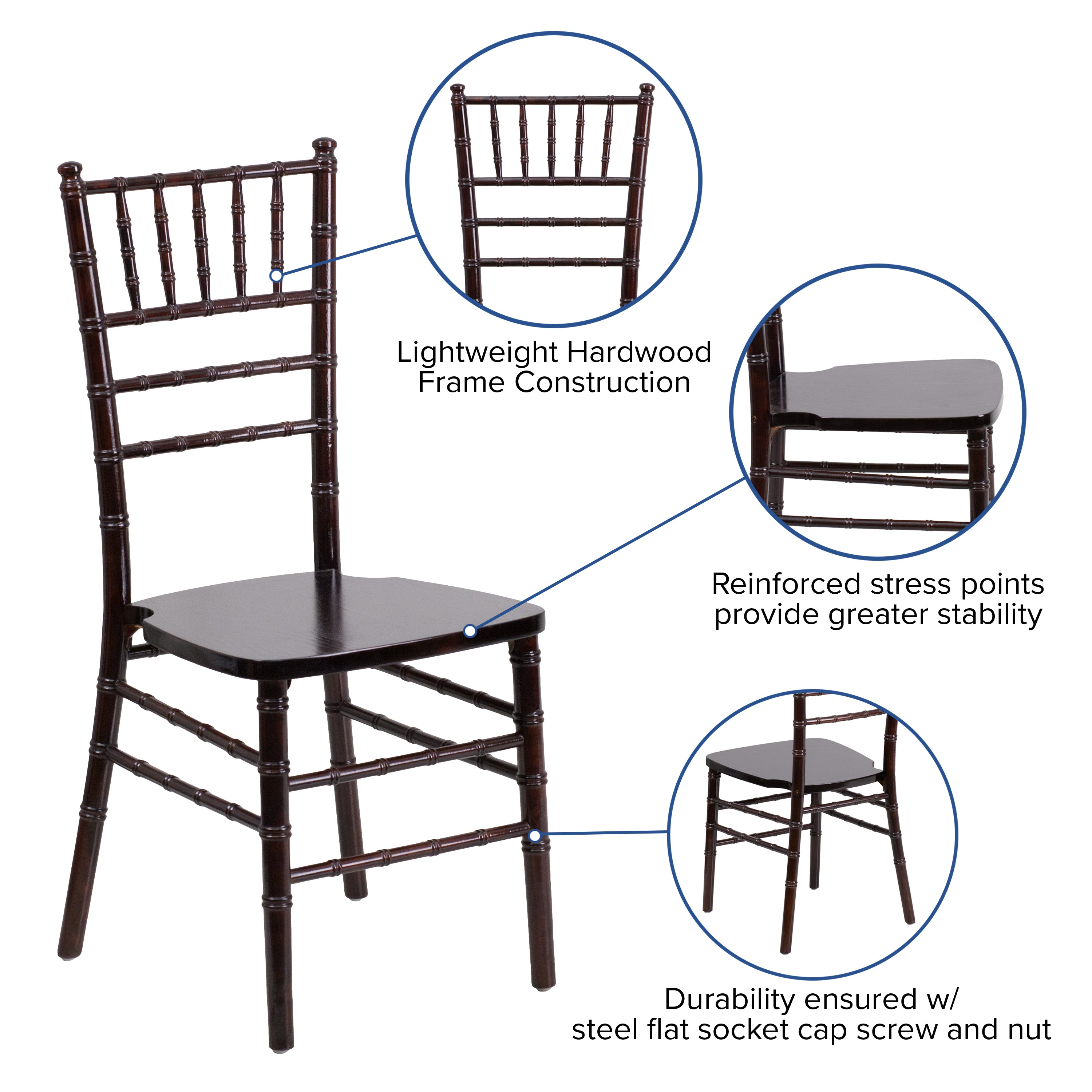 HERCULES Series Walnut Wood Chiavari Chair