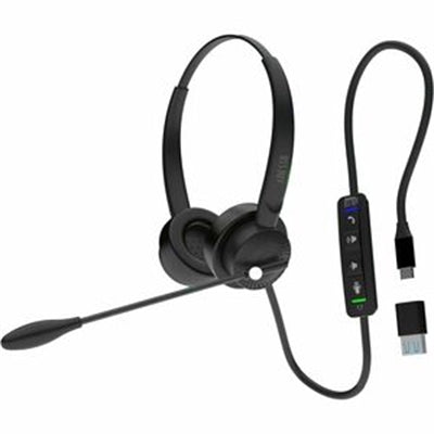 Adesso - Xtream P4T-TAA Push-to-Talk USB Headset with Mic, Volume, Call Controls - Black - Red