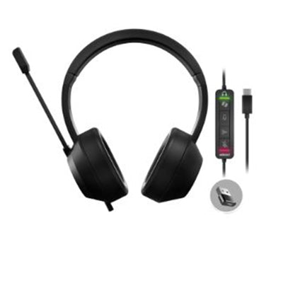 Adesso Wired Stereo Headset with AI Controls - Black