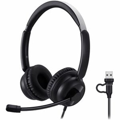 Adesso USB-C &amp; USB-A Headset with In-Line Push-to-Talk Controls
