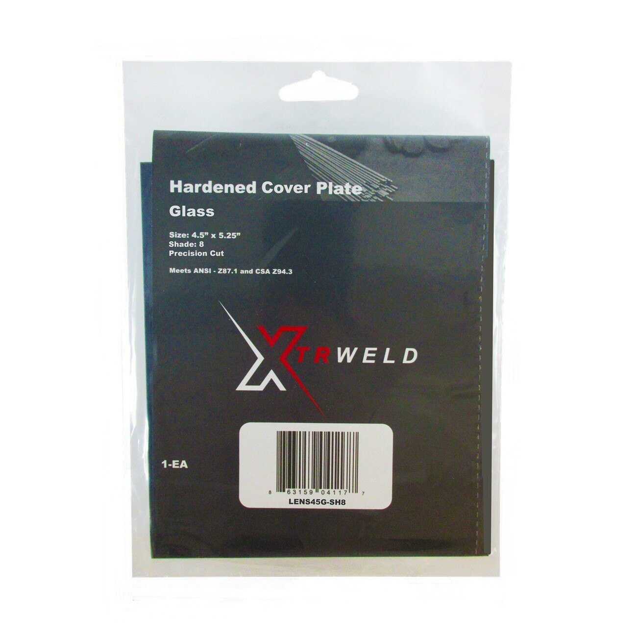 XTRweld Filter Plate, SH 8 4.5x5.25" Glass Each in Hang Bag