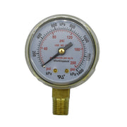 Gauge, 2", Brass, 200PSI/kPa, UL, Poly Lens, BTM Mount