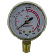 Gauge, 2", Brass, 30PSI/kPa Red Line, UL, Poly Lens, BTM Mount