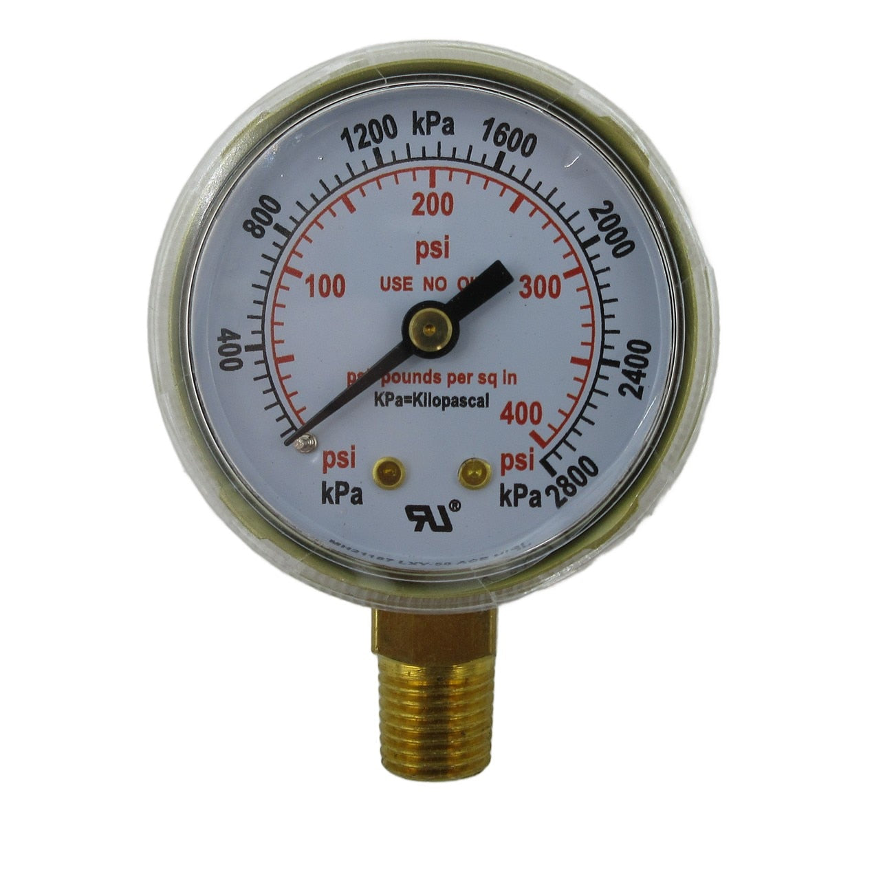 Gauge, 2", Brass, 400PSI/kPa, UL, Poly Lens, BTM Mount