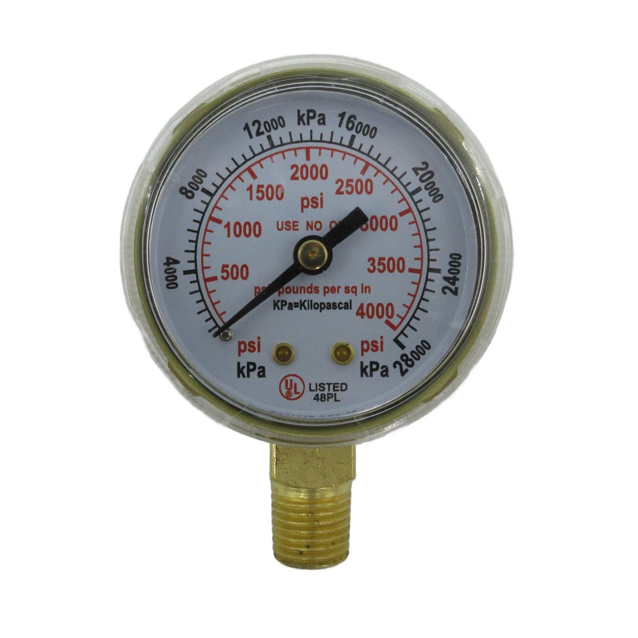Gauge, 2", Brass, 4000PSI/kPa, UL, Poly Lens, BTM Mount
