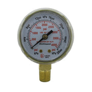 Gauge, 2", Brass, 4000PSI/kPa, UL, Poly Lens, BTM Mount
