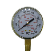 Gauge, 2.5", Brass, 200PSI/kPa, UL, Poly Lens, BTM Mount