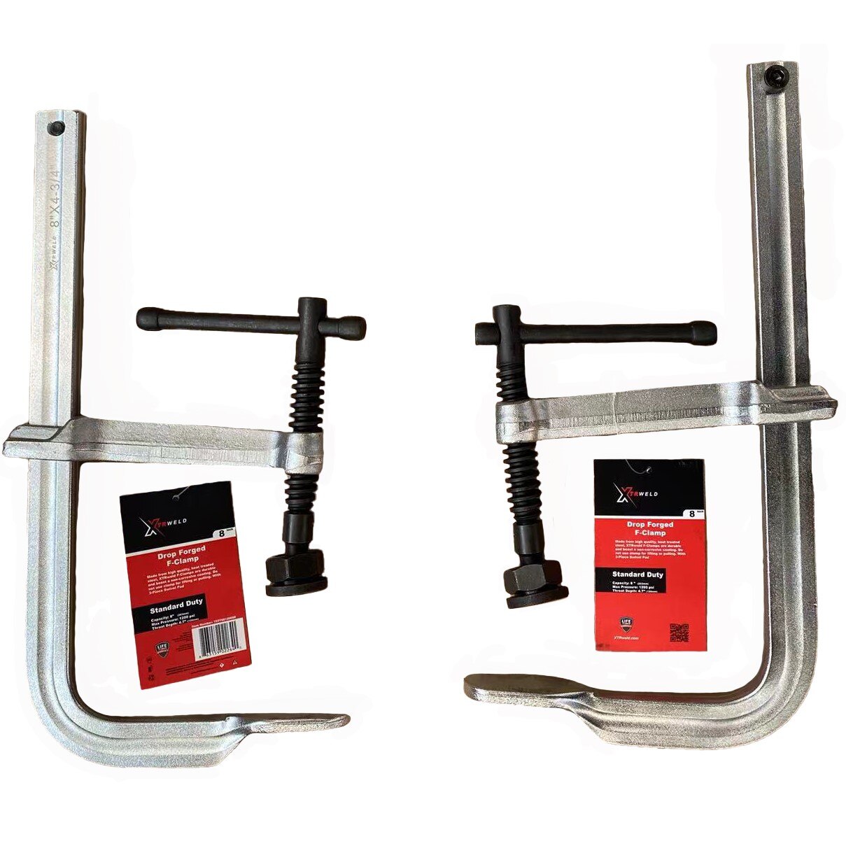 10 in Clamp, F, 2400 PSI, 3-P S-Pad, Steel Chrome