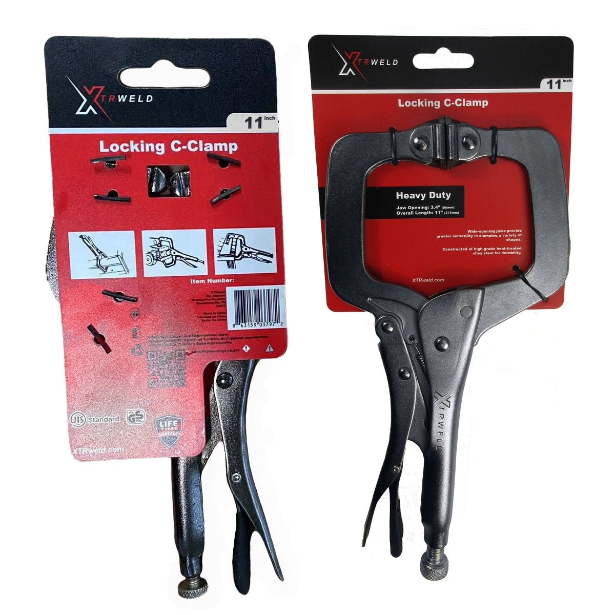 11 in Pliers, C, Locking, S-Pad, Steel Black Nickel Chrome