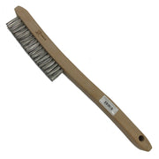 Hand Scratch Brush, Stainless Steel Bristles, Long Wood Handle - (Bristle 3 x 19)