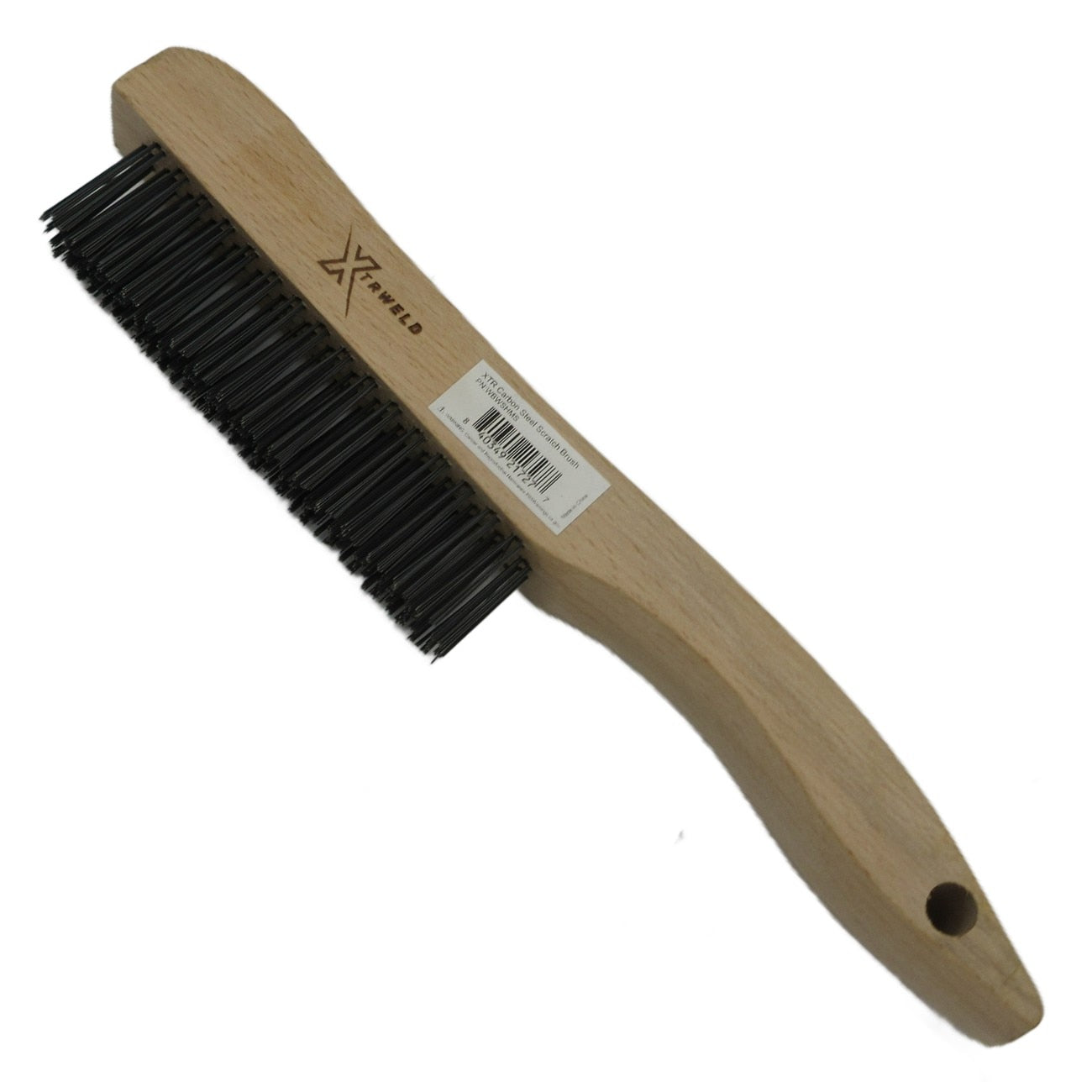 Scratch Brush, 4x16 Carbon Steel Bristles, Wooden Shoe Handle, 1/EA, 120/CS