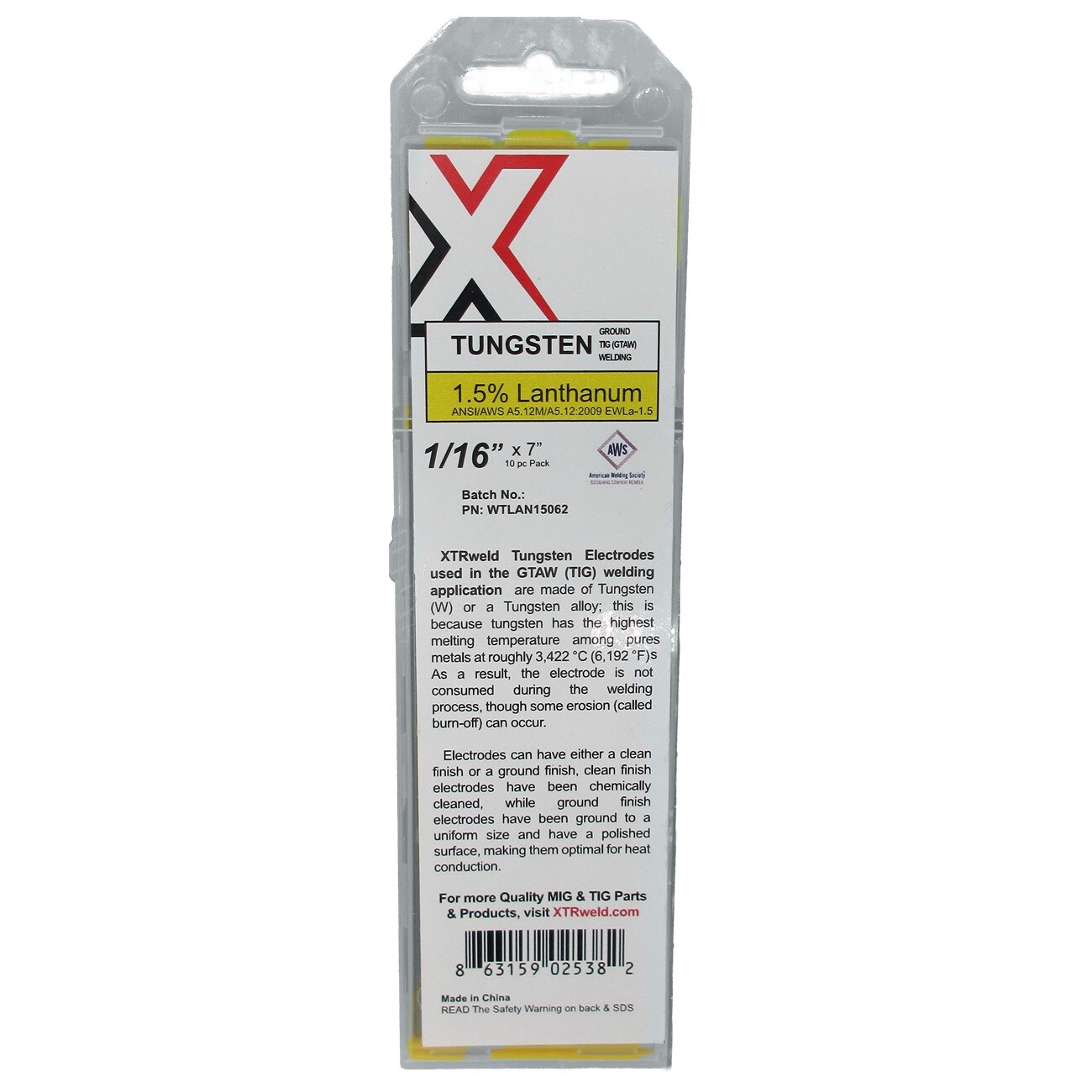 Tungsten 15% LANTH (Gold) 0020 x 7" 10pc Pack EWLa-15