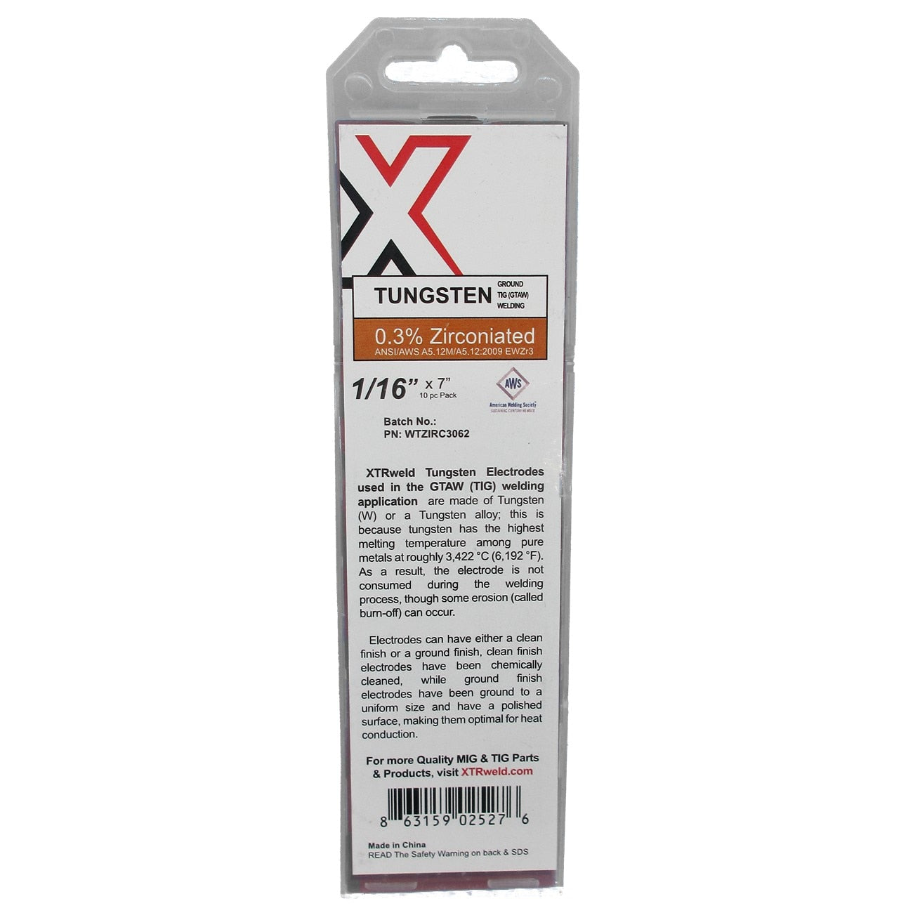 Tungsten 03% ZIRC (Brown) 1/8 x 7" 10pc Pack EWZr-1