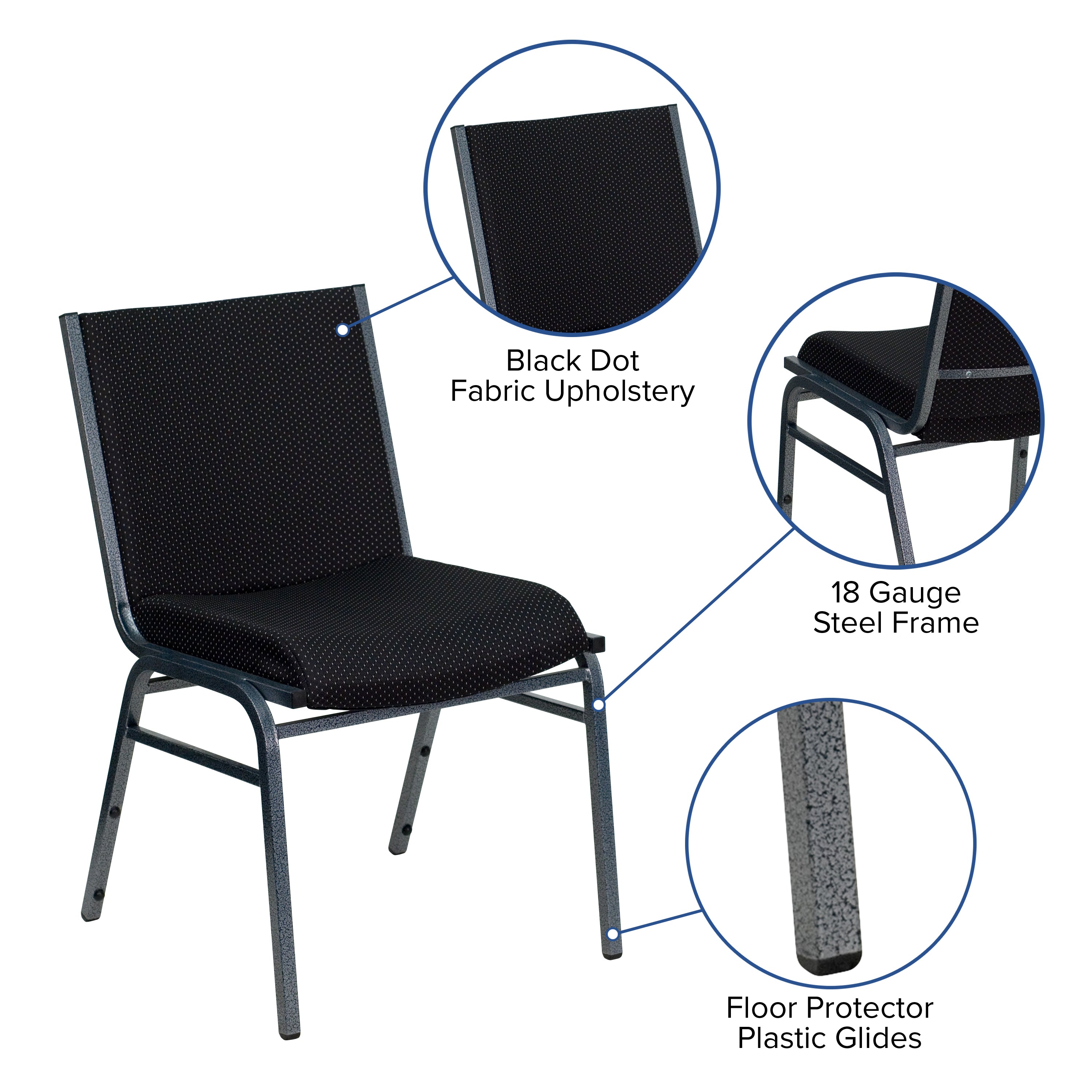 HERCULES Series Heavy Duty Black Dot Fabric Stack Chair