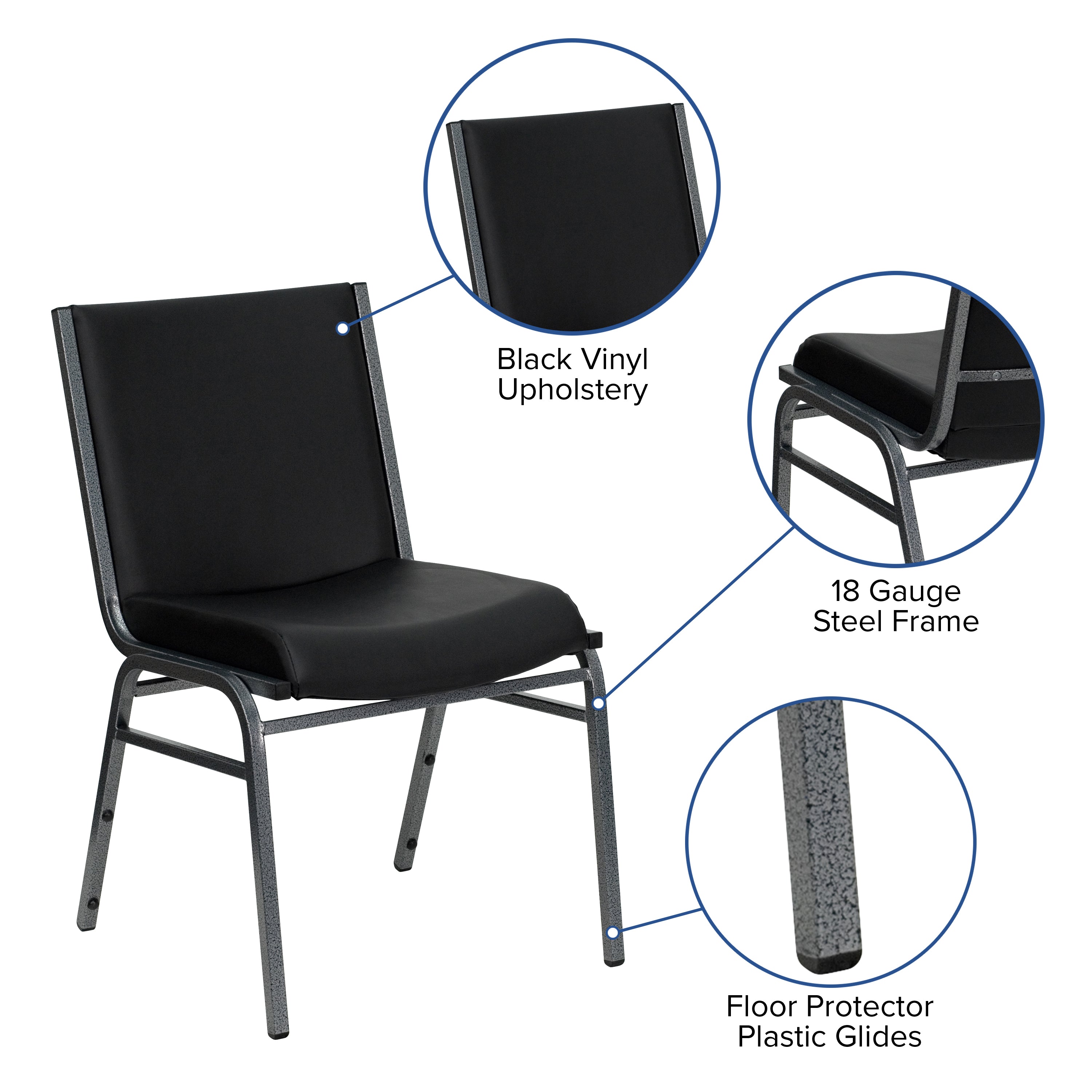 HERCULES Series Heavy Duty Black Vinyl Stack Chair
