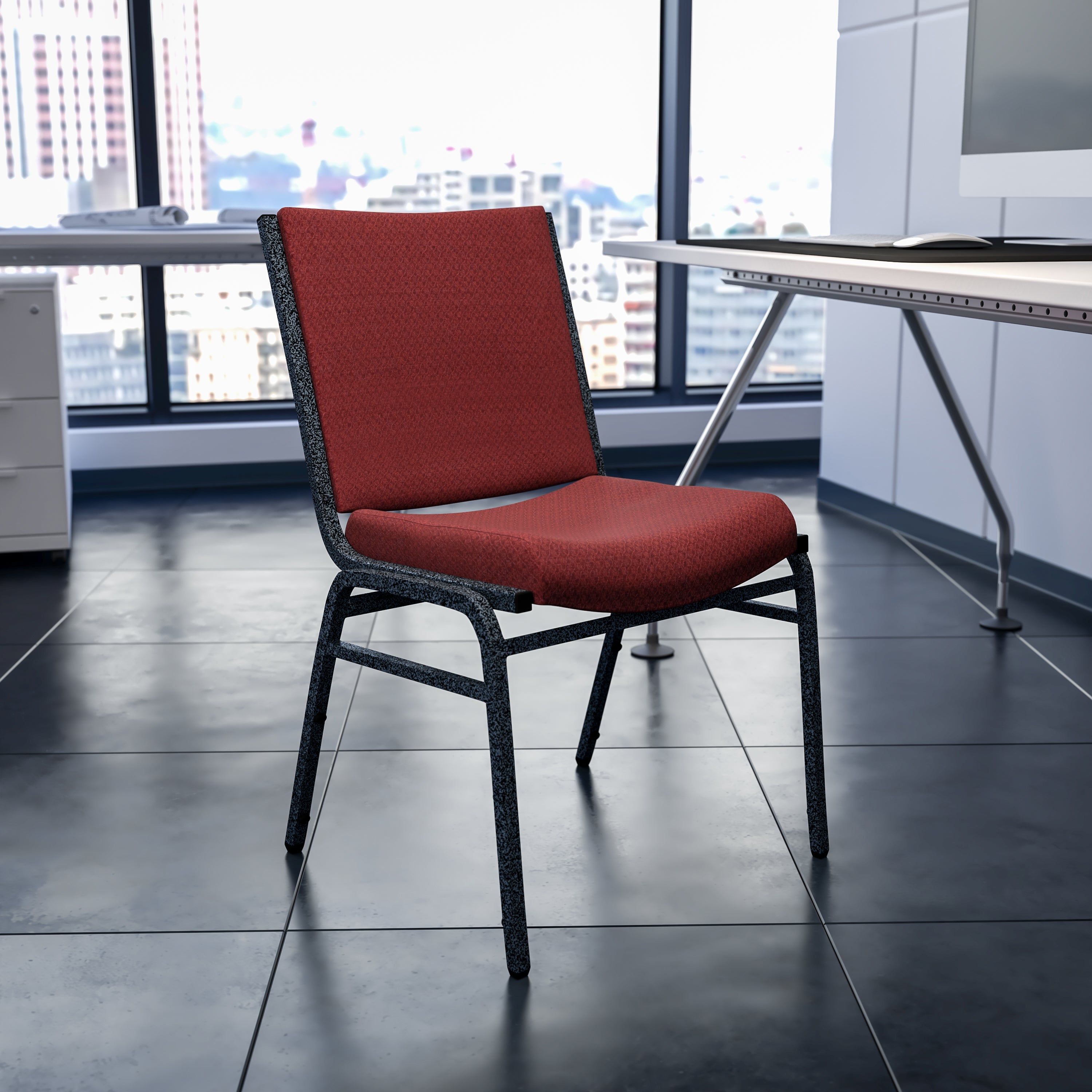 HERCULES Series Heavy Duty Burgundy Patterned Fabric Stack Chair