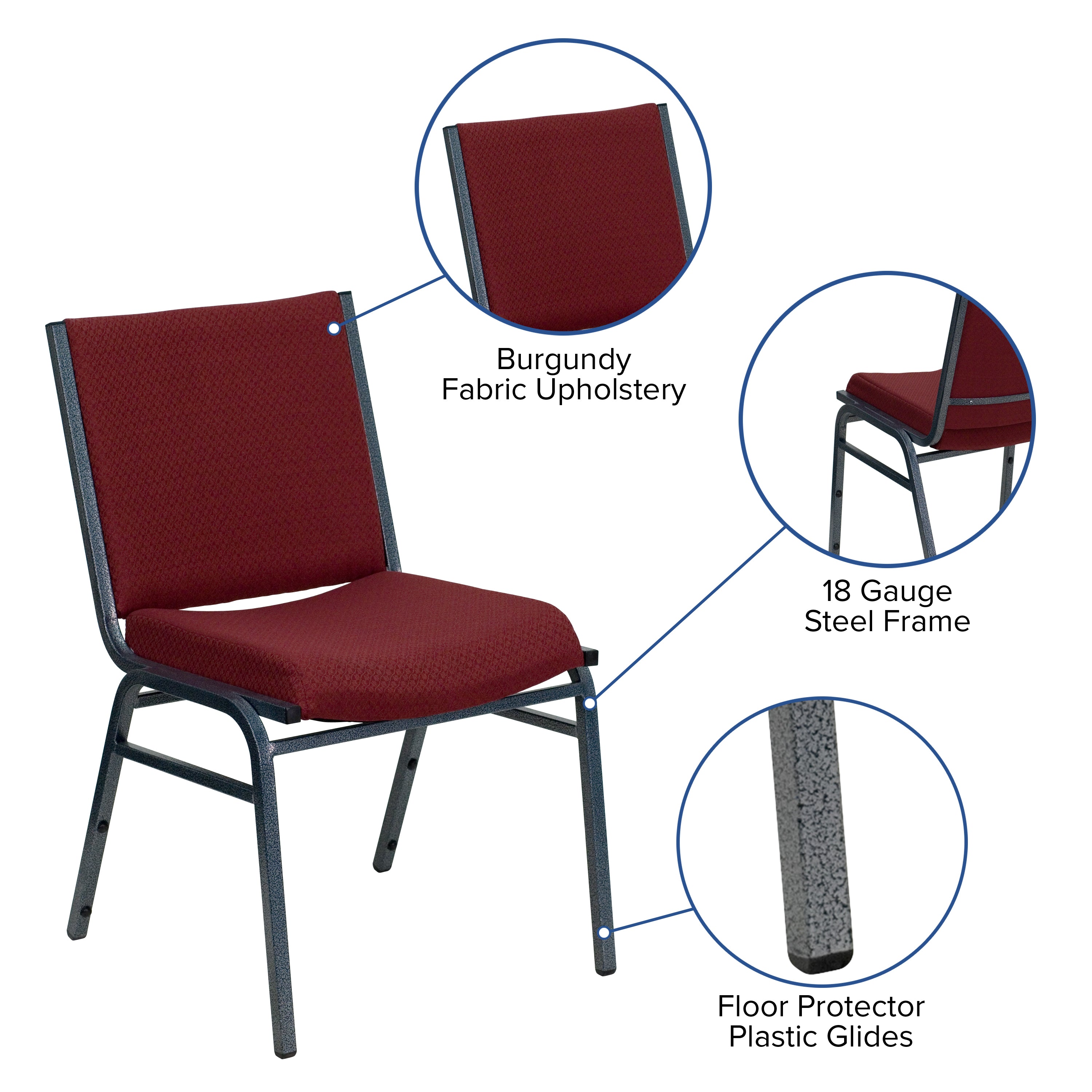 HERCULES Series Heavy Duty Burgundy Patterned Fabric Stack Chair