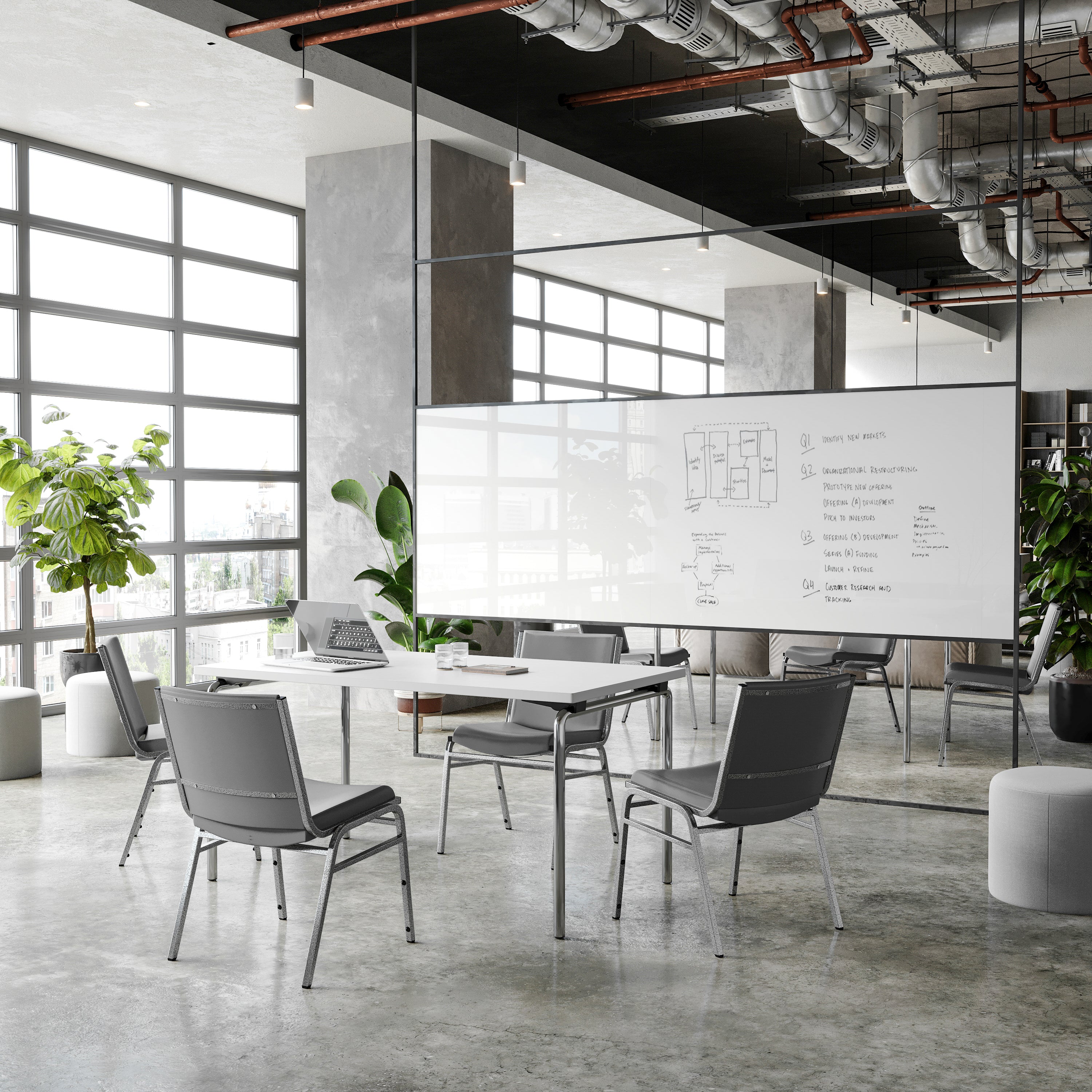 HERCULES Heavy Duty Gray Vinyl Stack Chair
