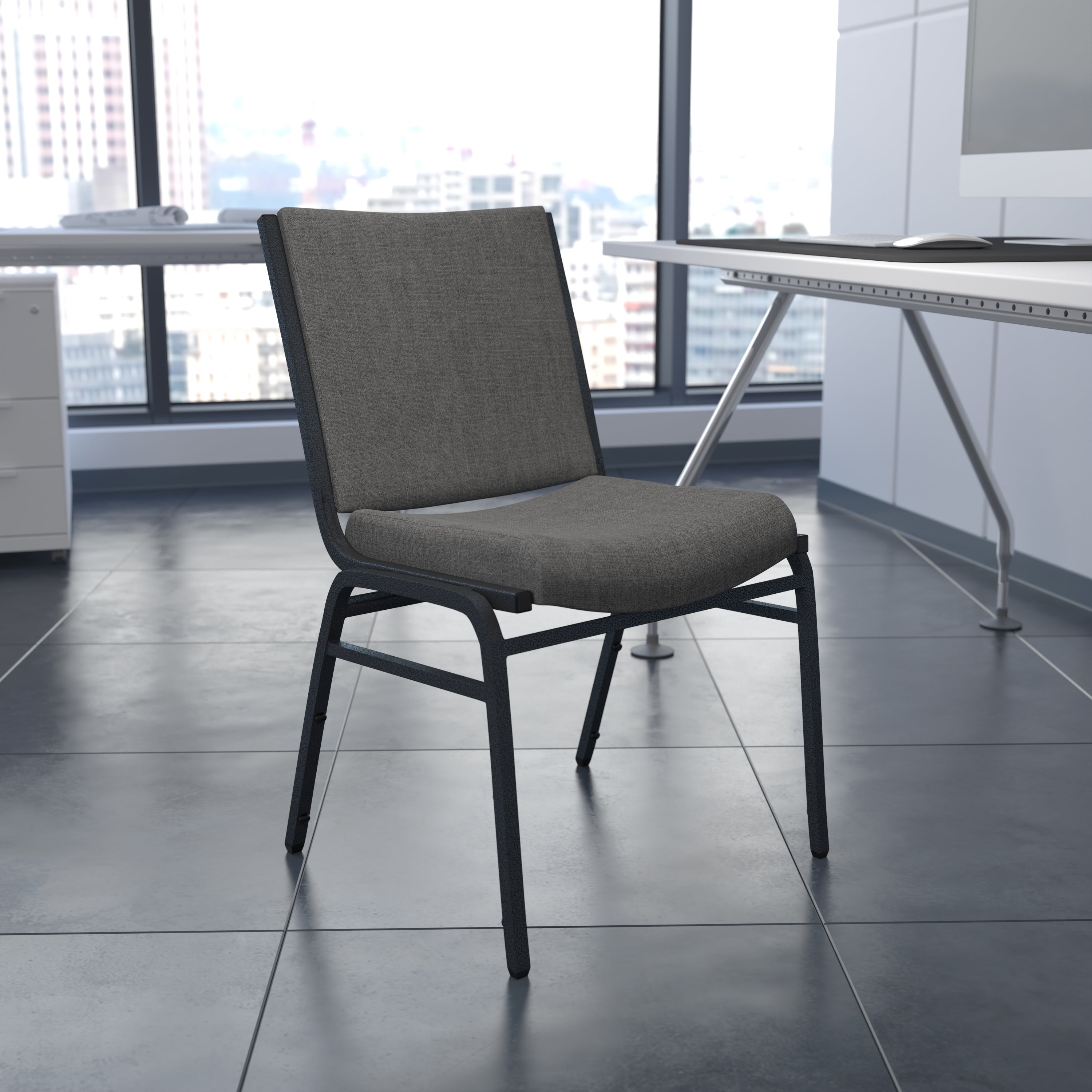 HERCULES Series Heavy Duty Gray Fabric Stack Chair