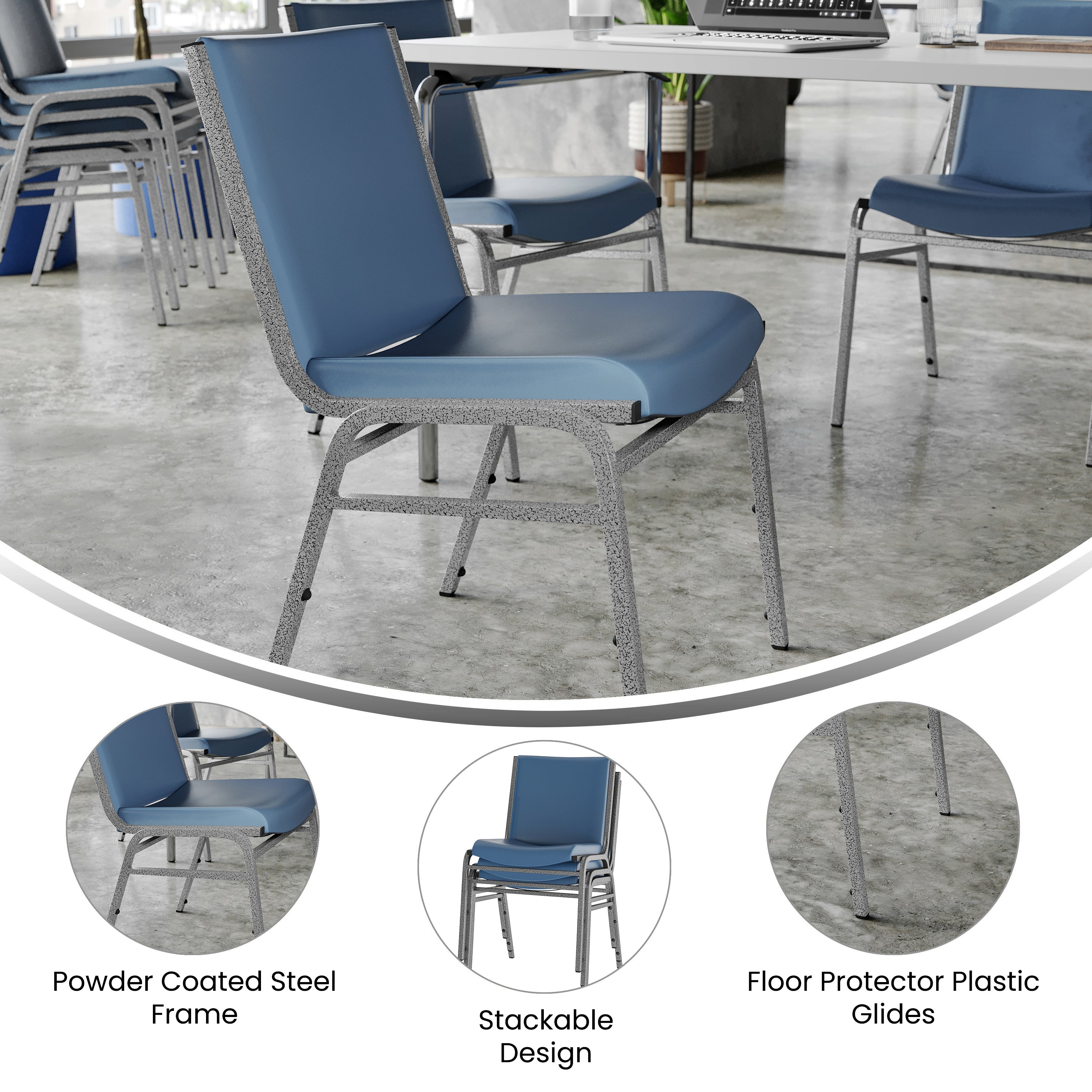 HERCULES Heavy Duty Navy Vinyl Stack Chair