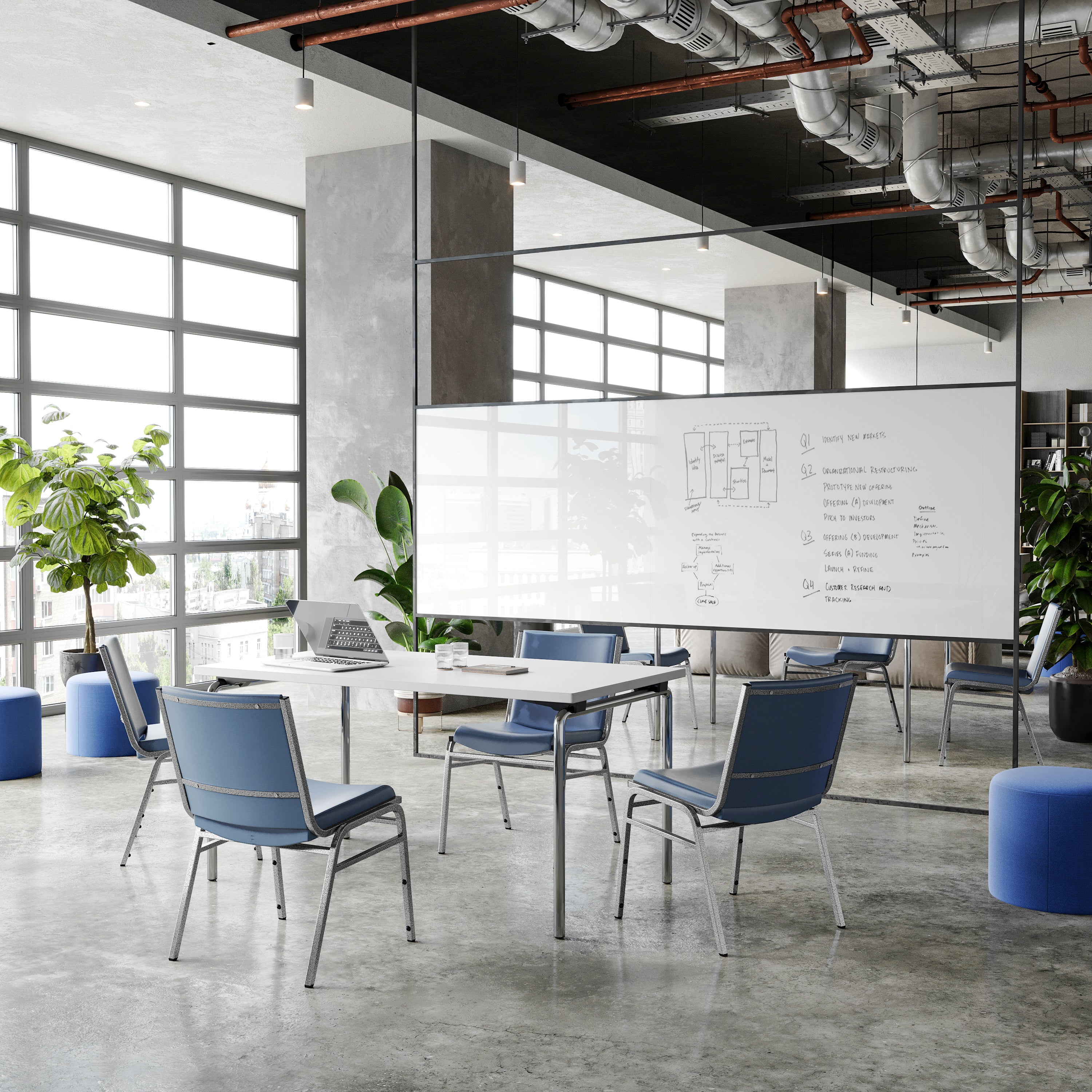 HERCULES Heavy Duty Navy Vinyl Stack Chair