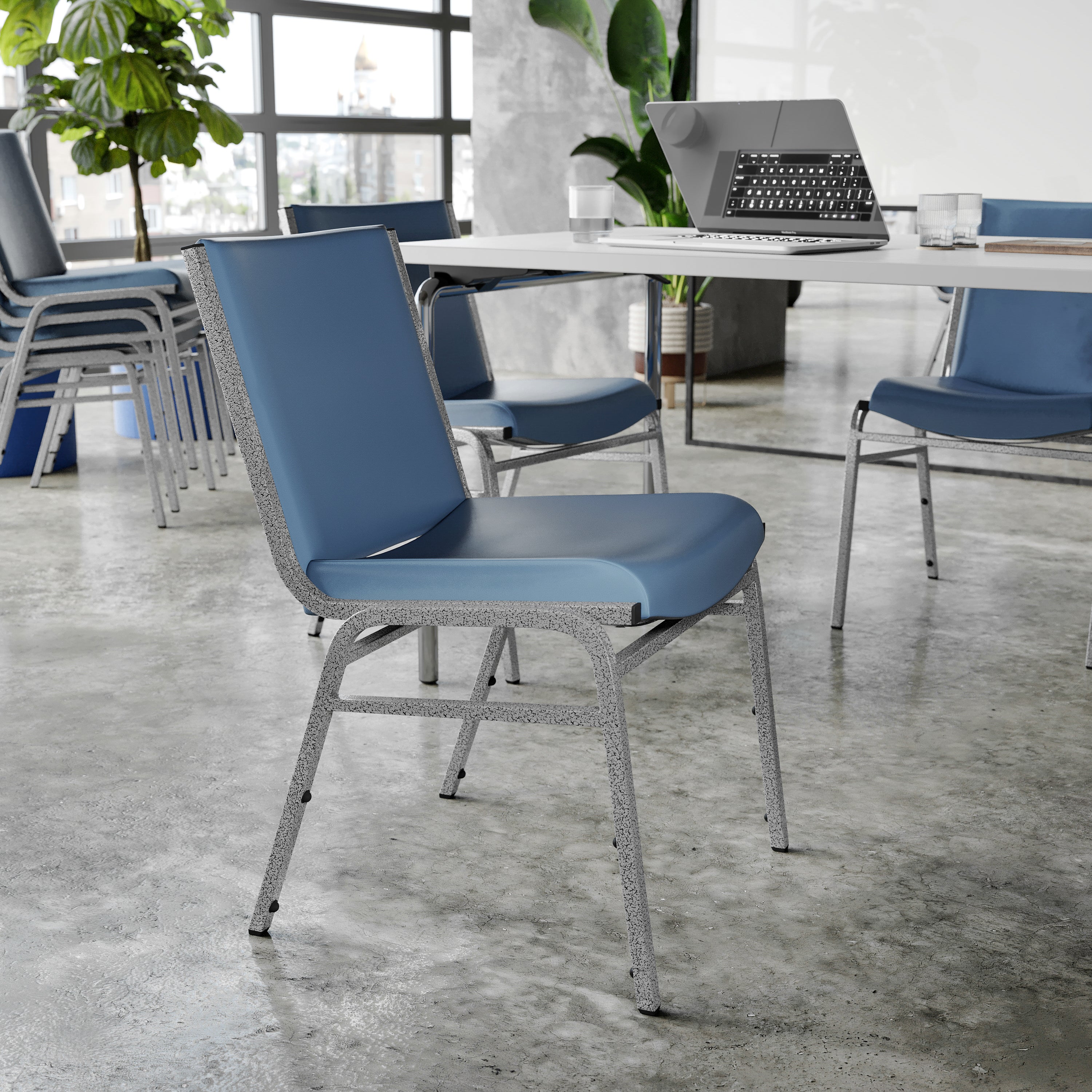HERCULES Heavy Duty Navy Vinyl Stack Chair