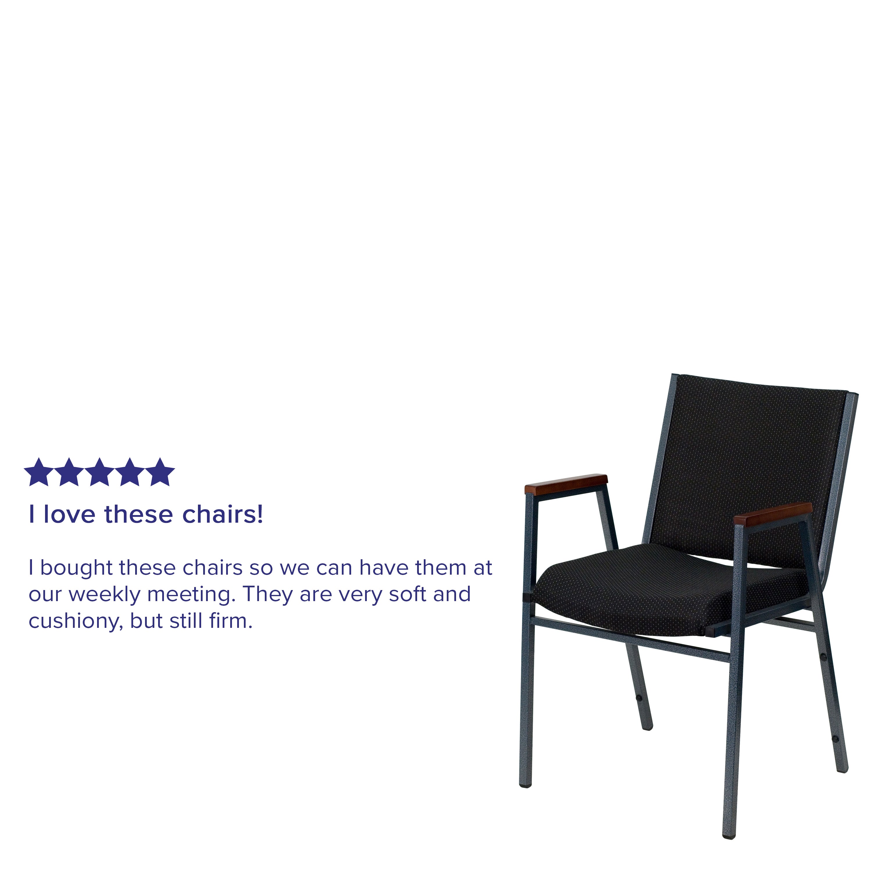 HERCULES Series Heavy Duty Black Dot Fabric Stack Chair with Arms