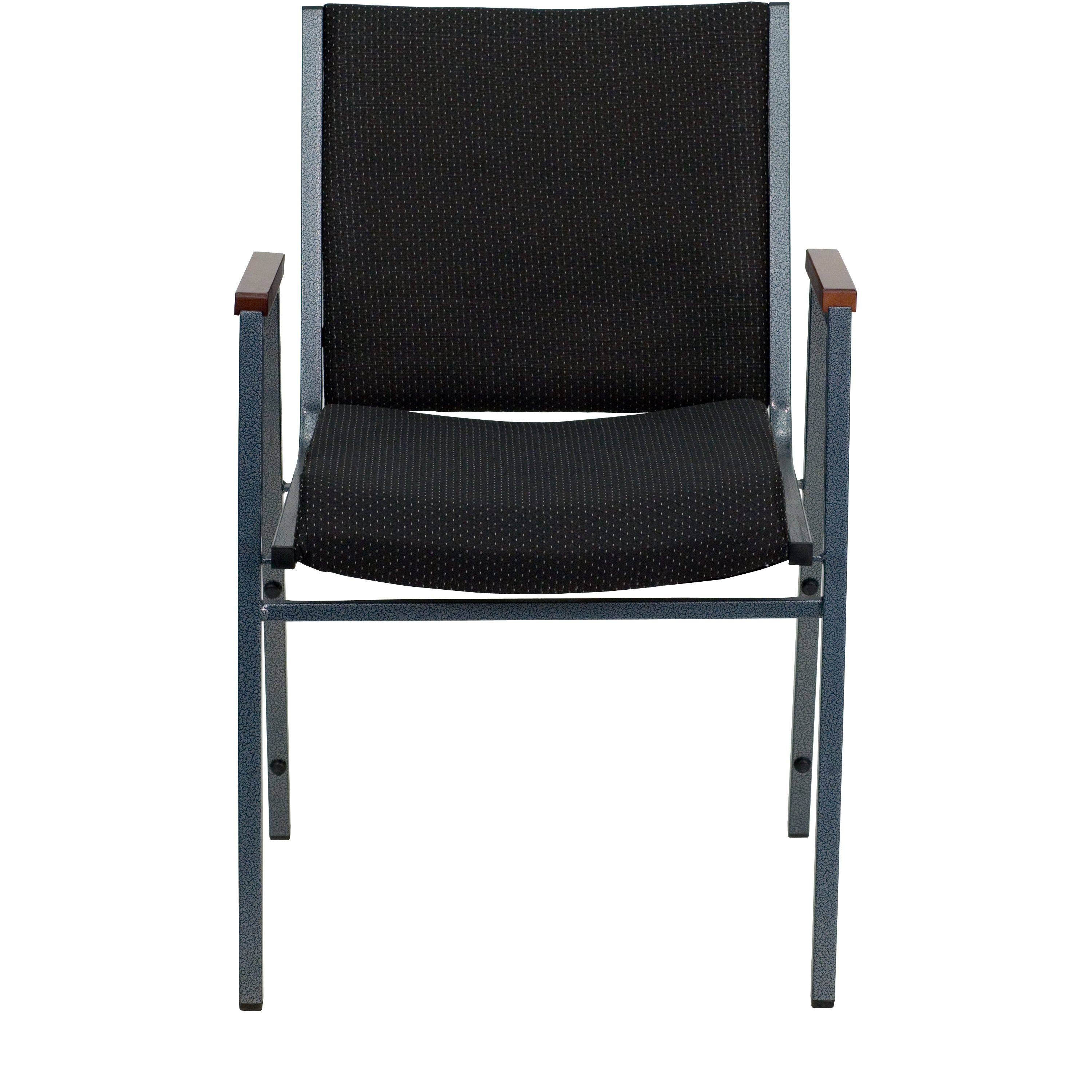 HERCULES Series Heavy Duty Black Dot Fabric Stack Chair with Arms