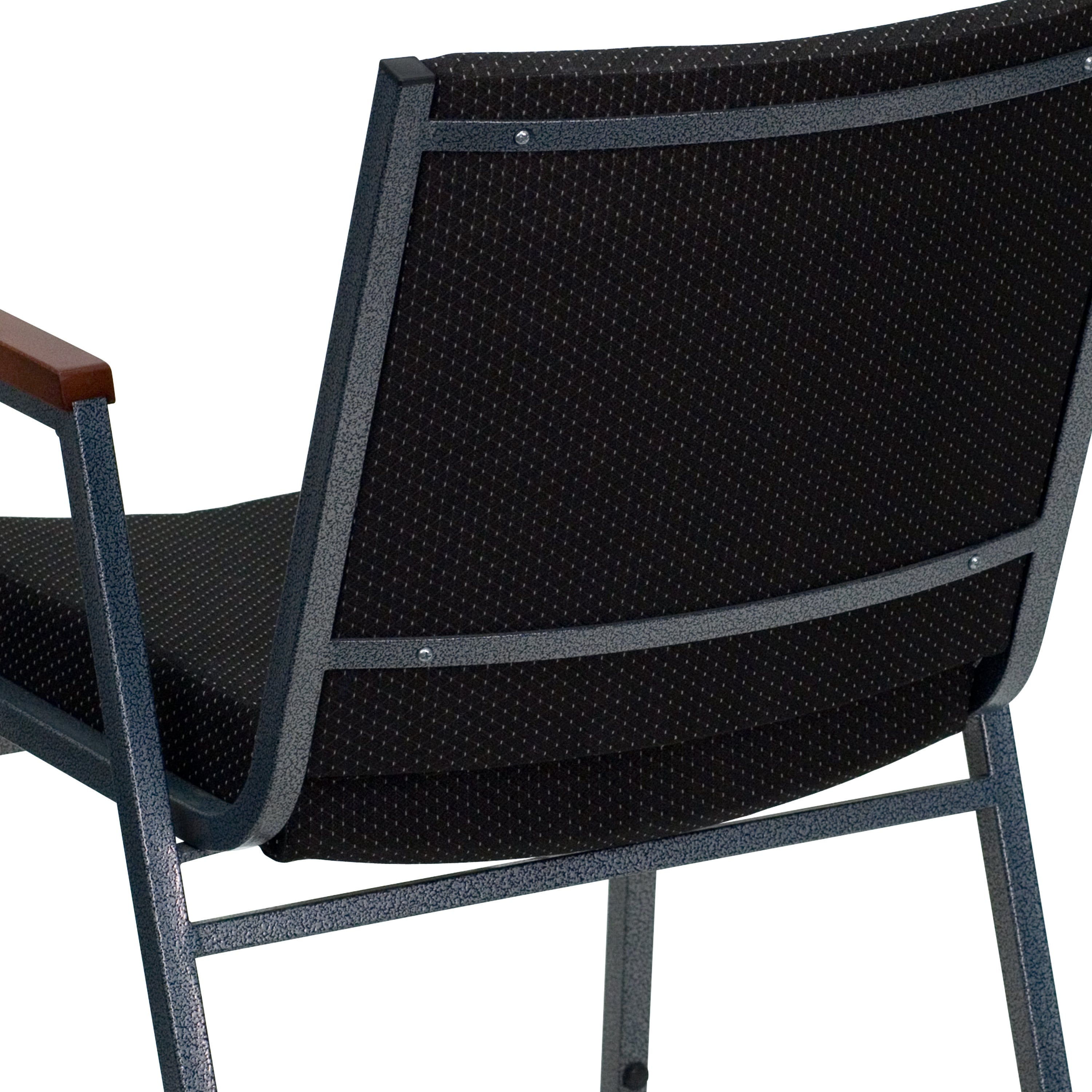 HERCULES Series Heavy Duty Black Dot Fabric Stack Chair with Arms