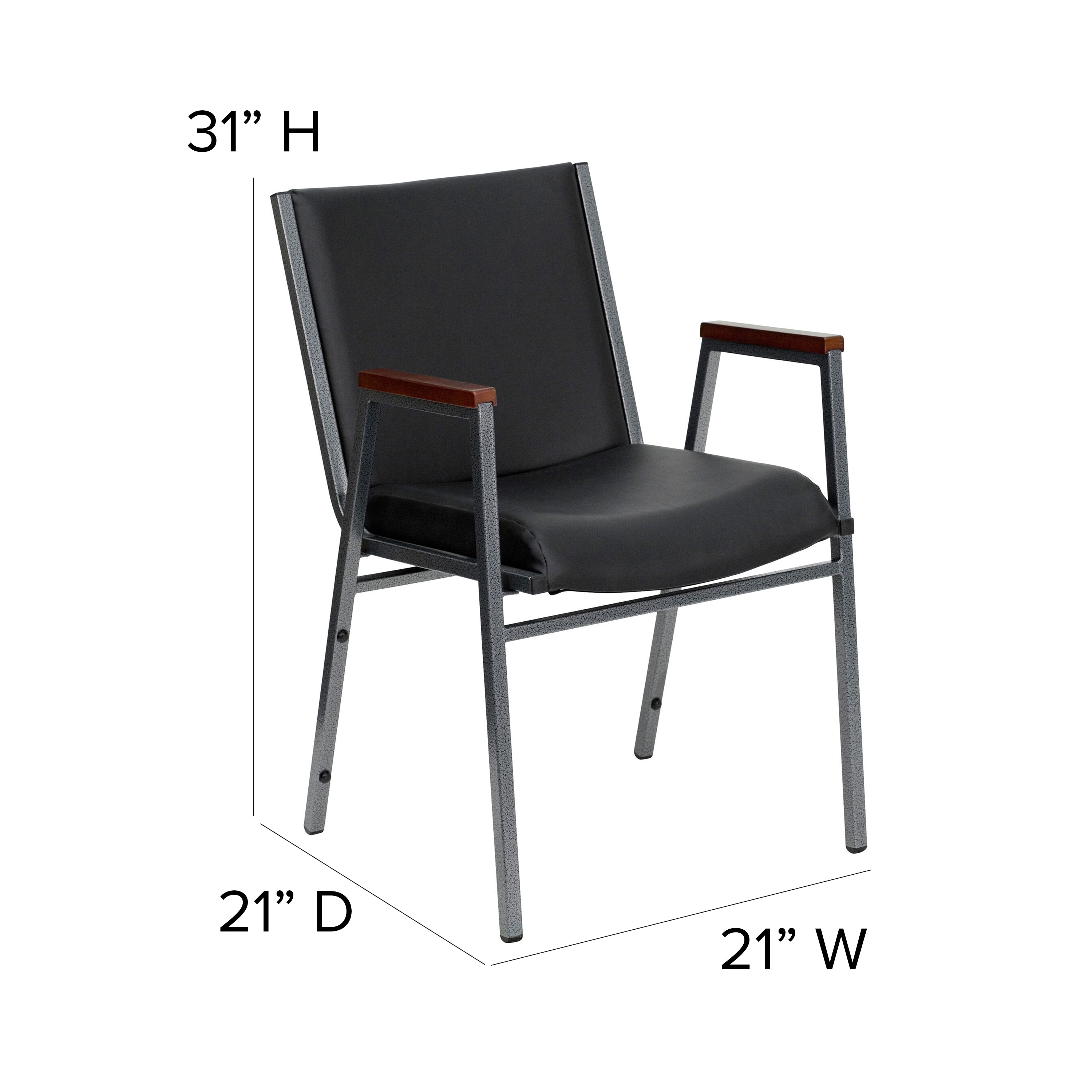 HERCULES Series Heavy Duty Black Vinyl Stack Chair with Arms