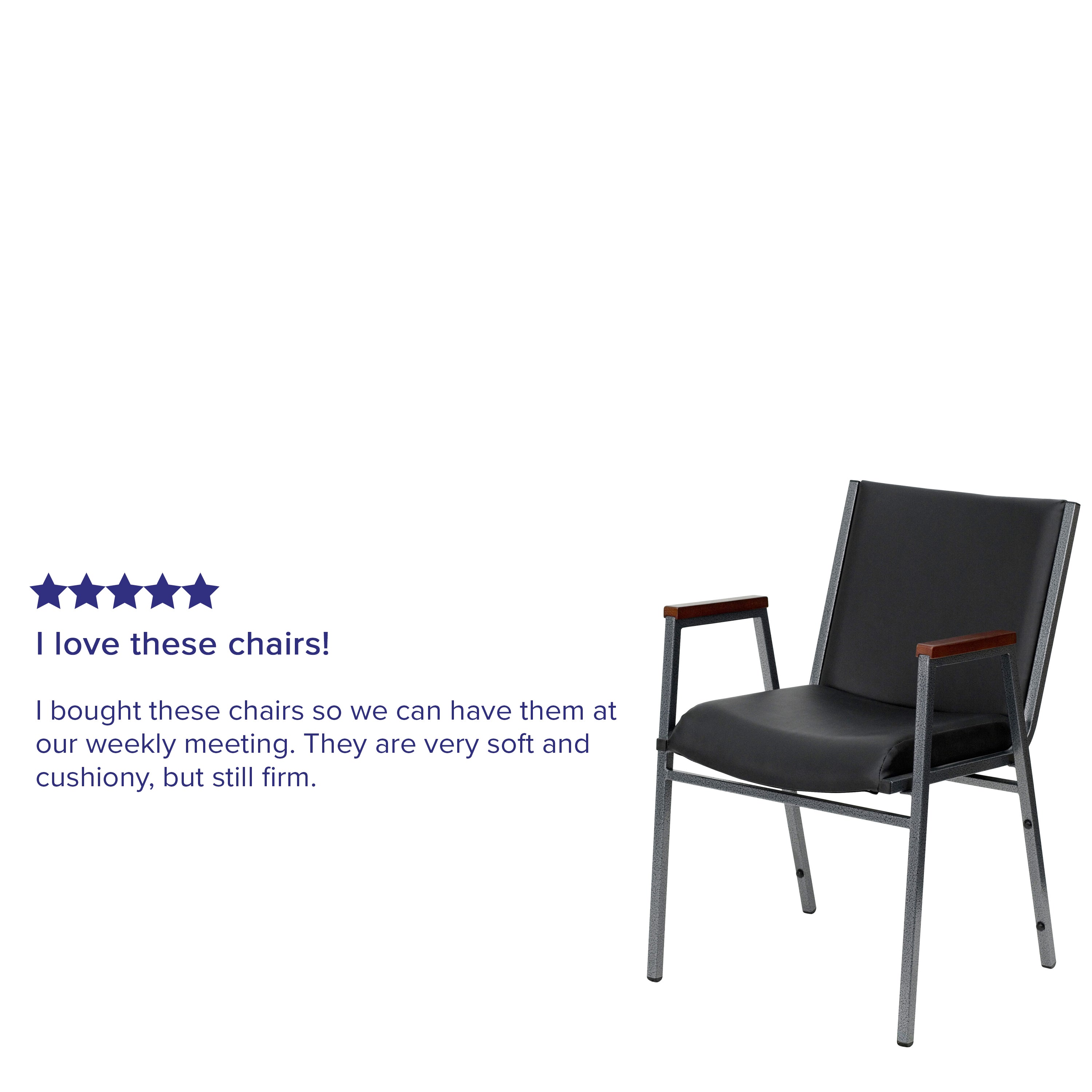 HERCULES Series Heavy Duty Black Vinyl Stack Chair with Arms