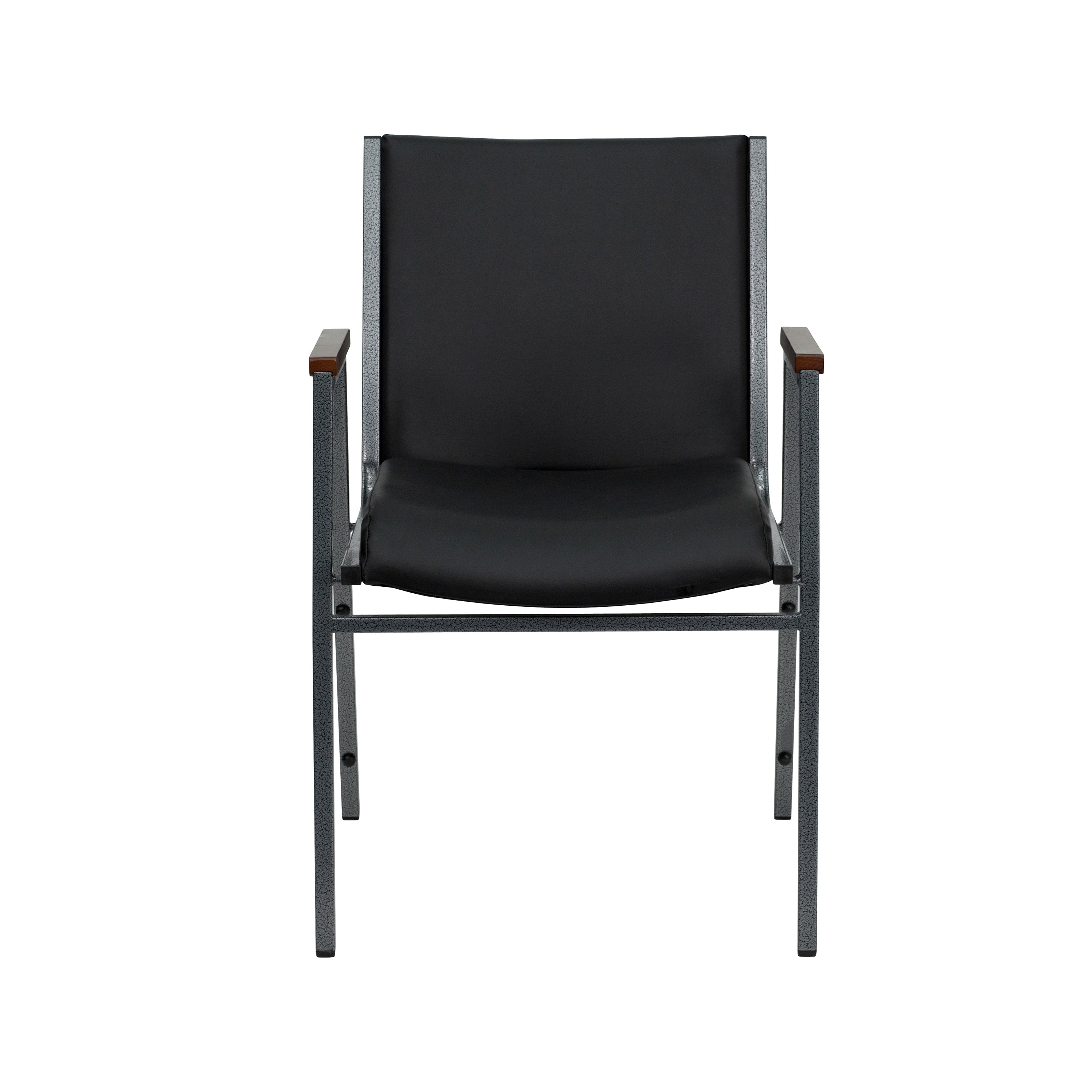 HERCULES Series Heavy Duty Black Vinyl Stack Chair with Arms