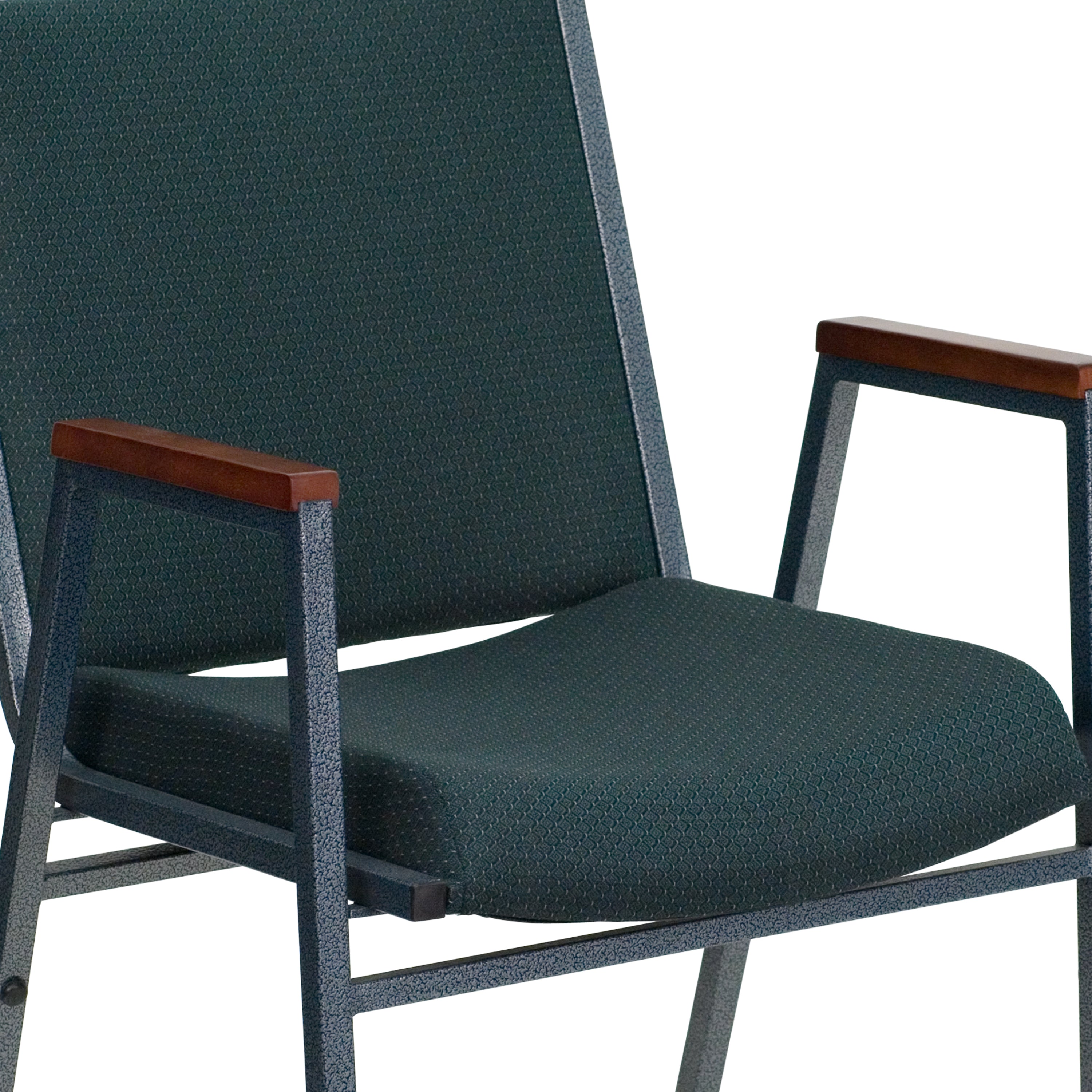 HERCULES Series Heavy Duty Green Patterned Fabric Stack Chair with Arms